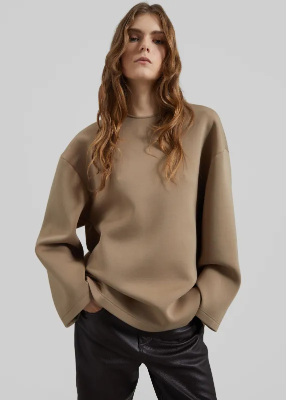 Delancey Long Sleeve Neoprene Top - Camel made by Frankie Shop