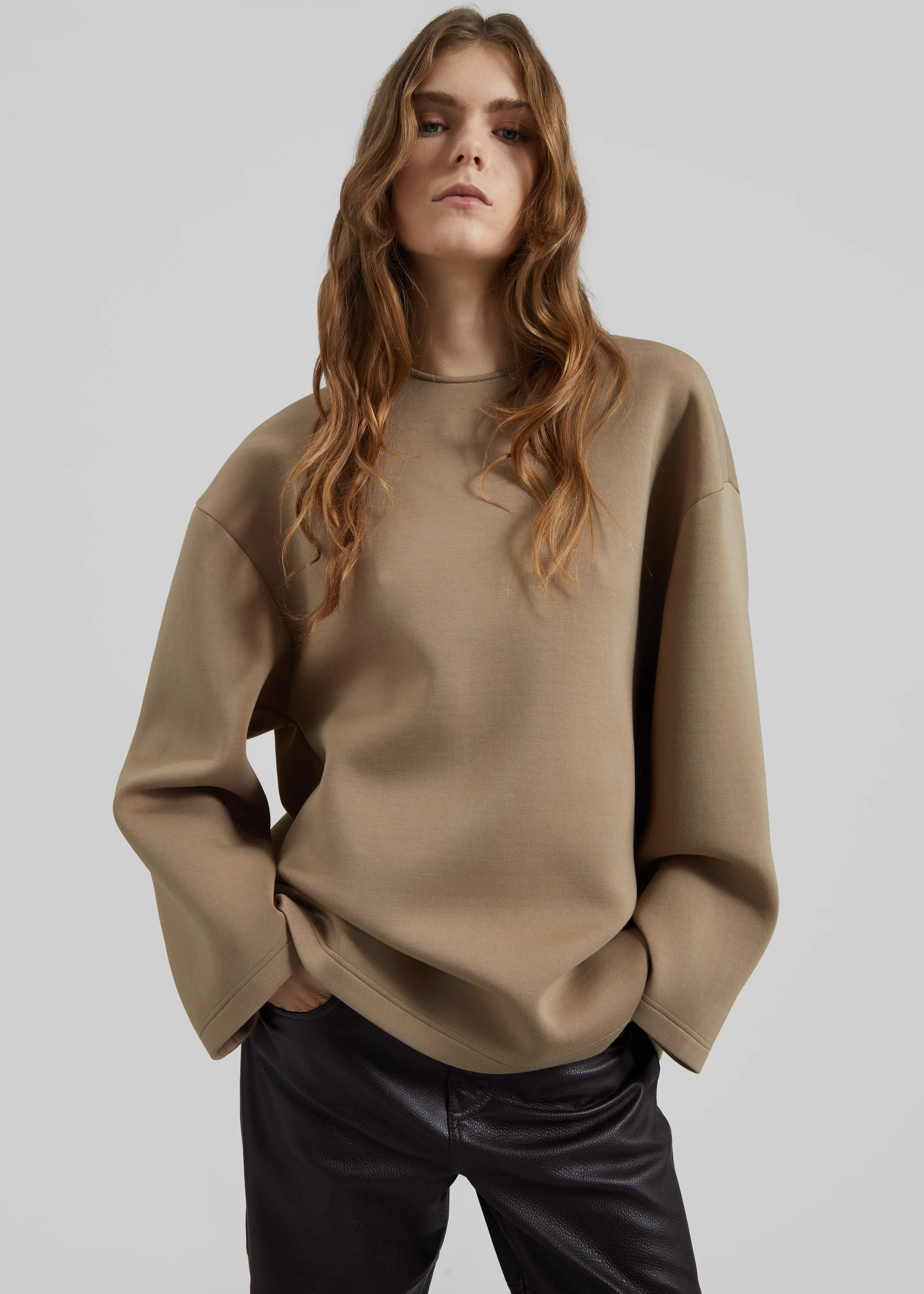 Delancey Long Sleeve Neoprene Top - Camel sold by Frankie Shop