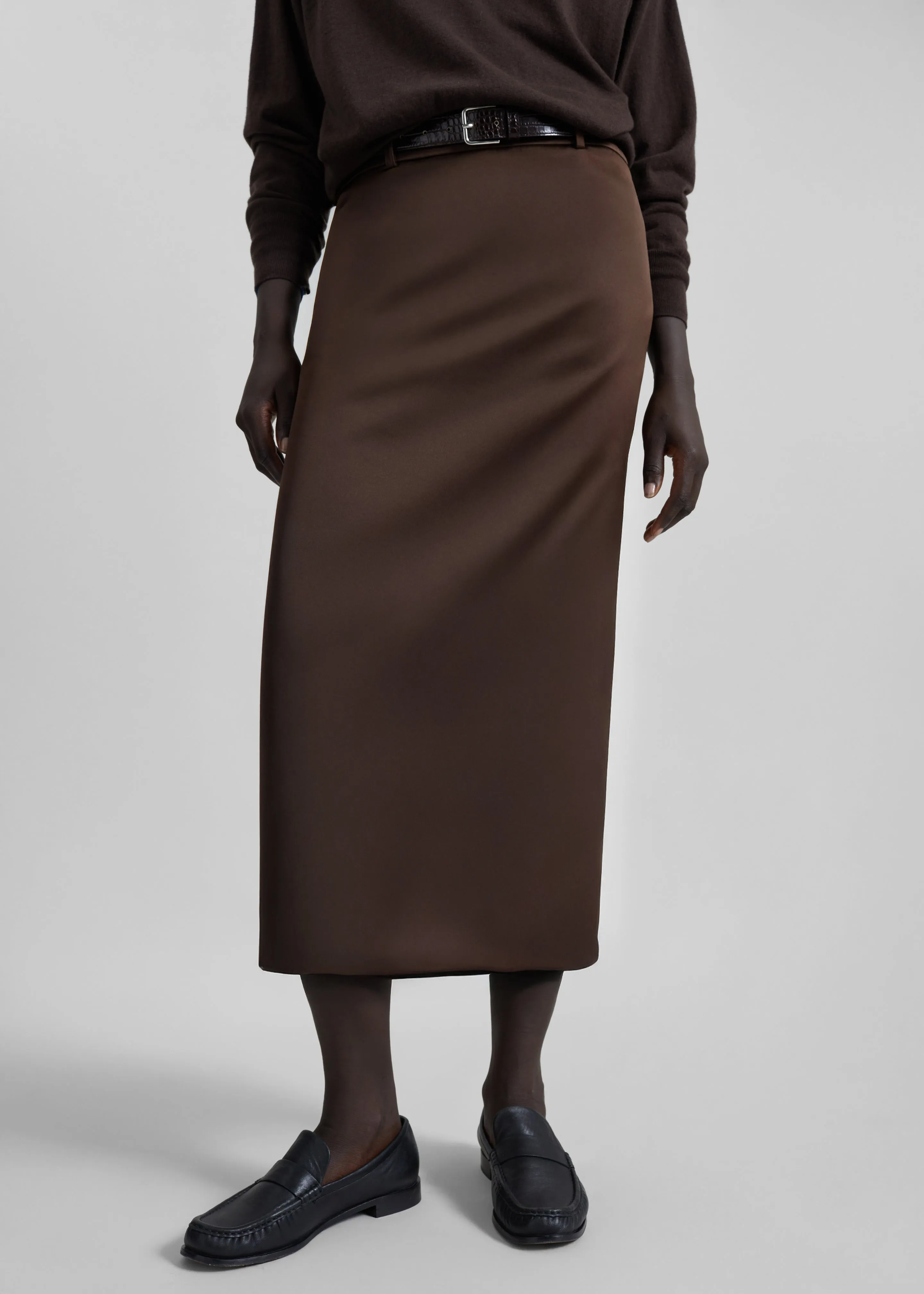 Alrose Satin Midi Skirt - Brown sold by Frankie Shop product image thumbnail 3