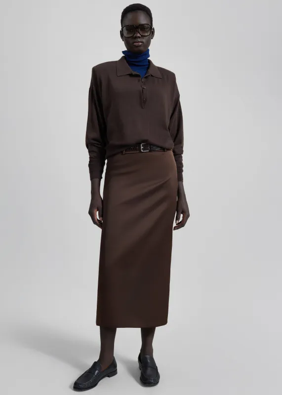 Alrose Satin Midi Skirt - Brown sold by Frankie Shop
