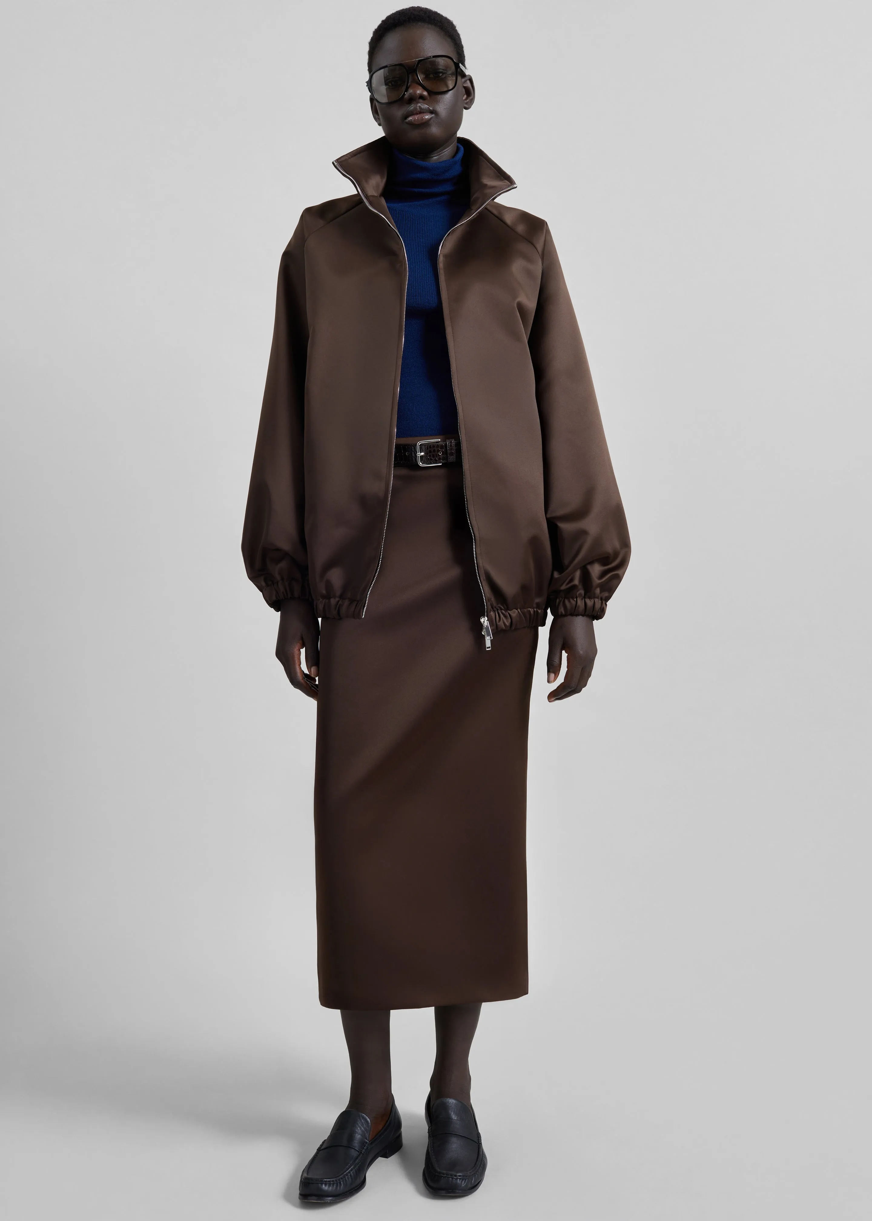 Alrose Satin Midi Skirt - Brown sold by Frankie Shop product image thumbnail 2