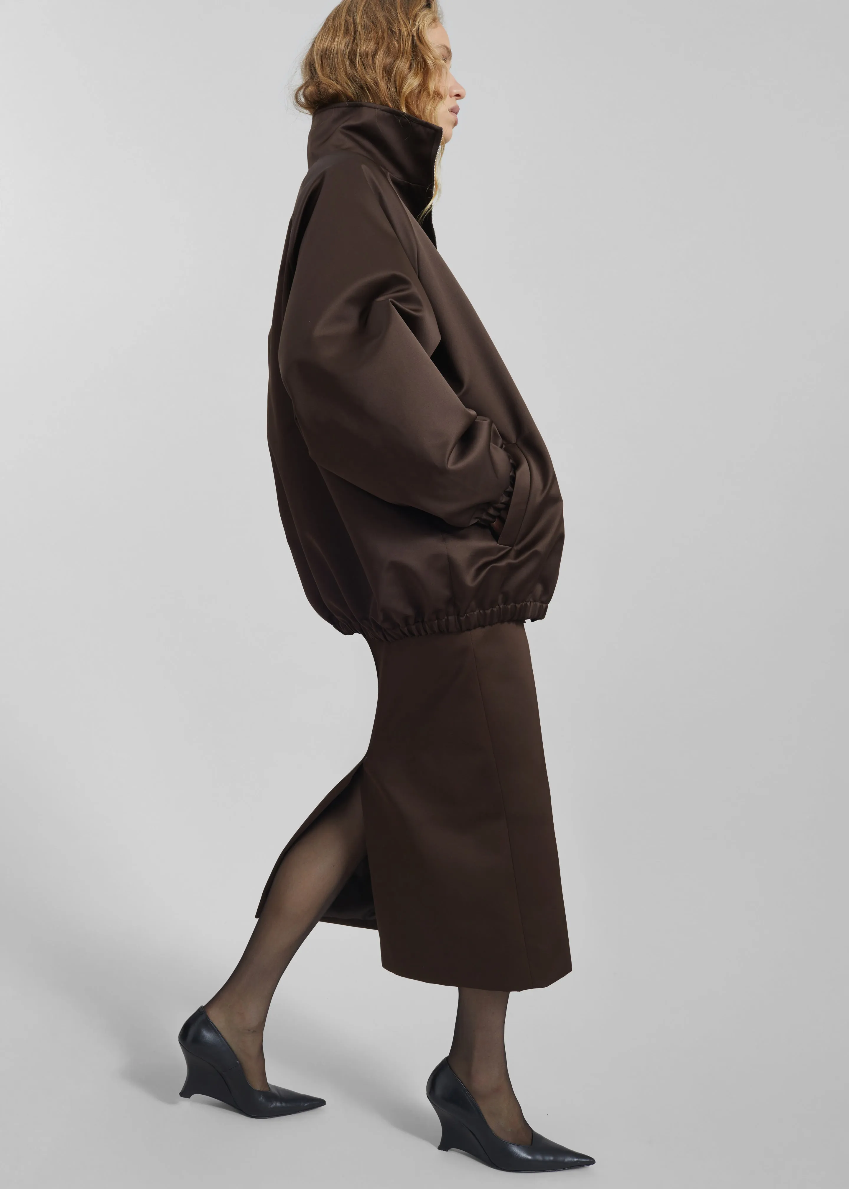 Alrose Satin Midi Skirt - Brown sold by Frankie Shop product image thumbnail 4