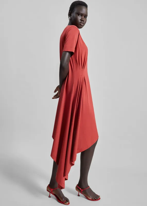Loulou de Saison Igari Asymmetric T-Shirt Dress - Red made by Loulou De Saison