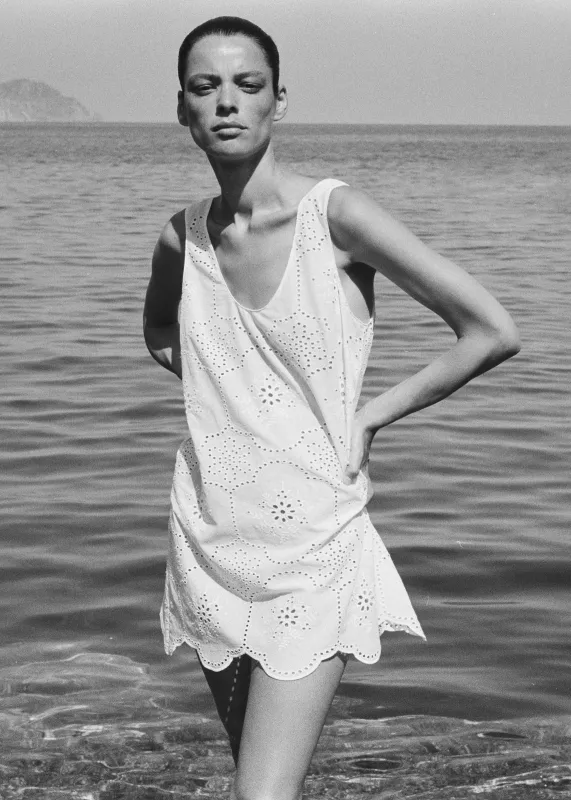 Matteau Broderie Tank Mini Dress - White sold by Frankie Shop