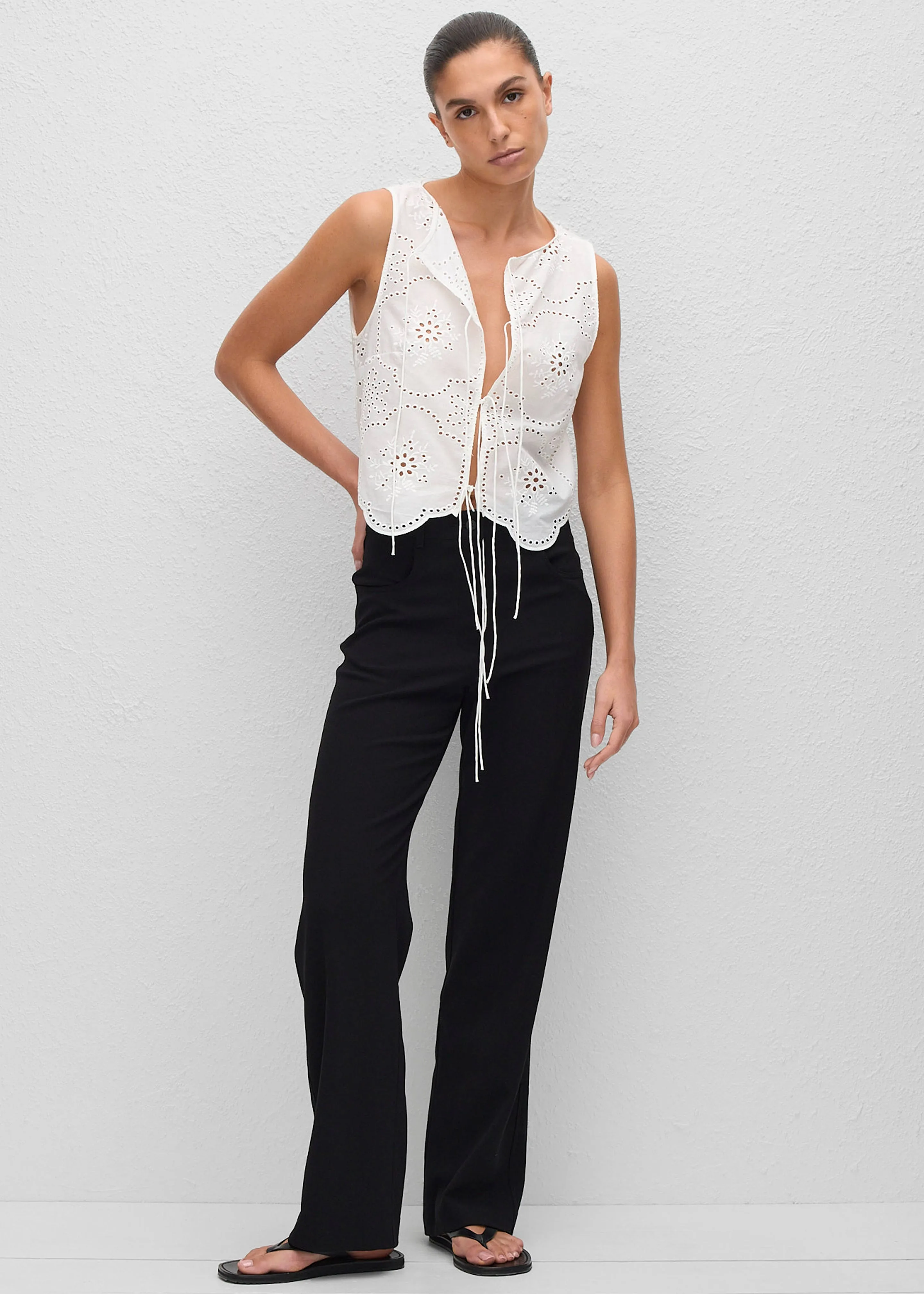 Matteau Broderie Tie Blouse - White sold by Frankie Shop product image thumbnail 3