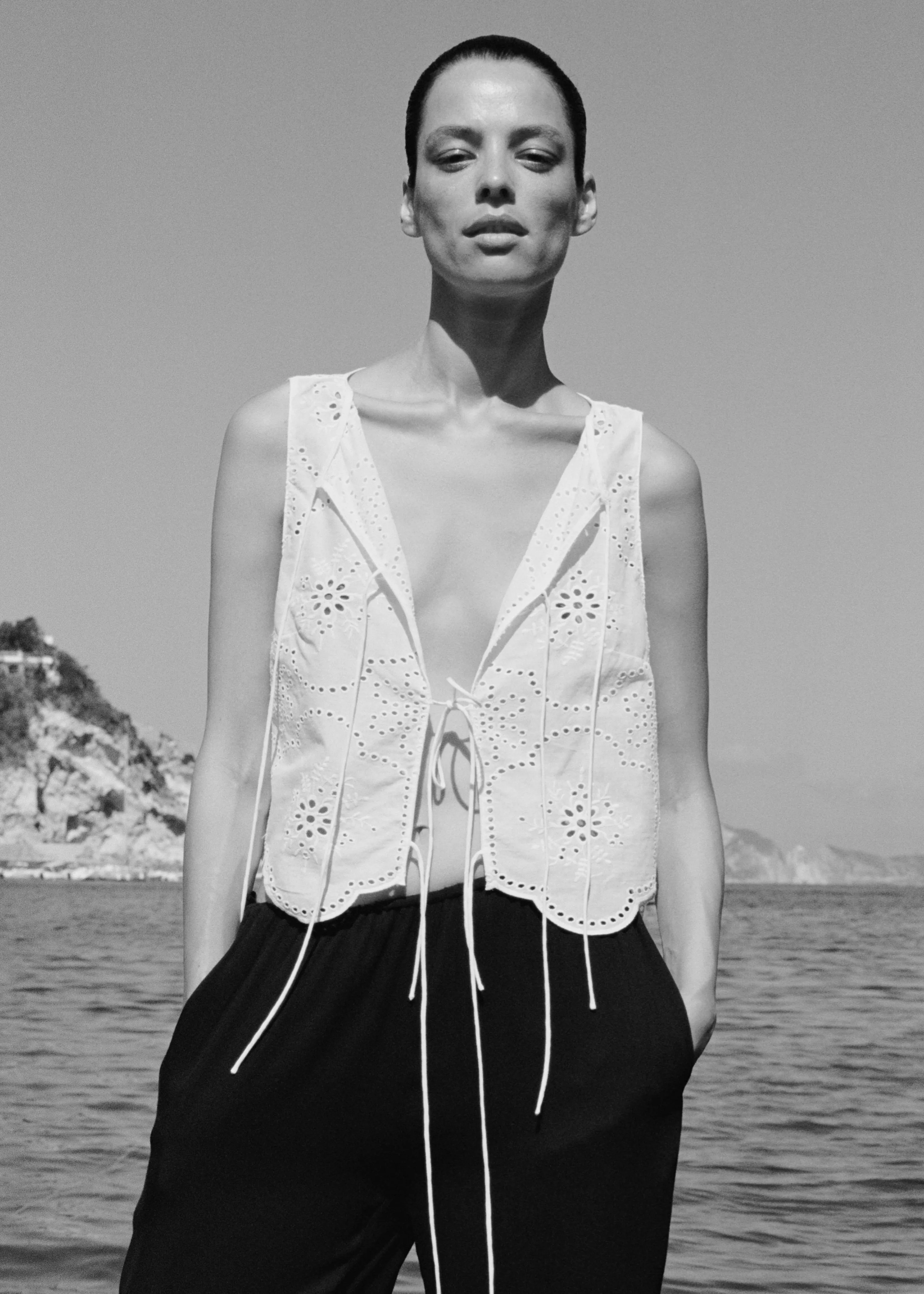 Matteau Broderie Tie Blouse - White sold by Frankie Shop product image thumbnail 2