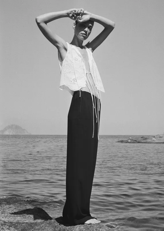 Matteau Broderie Tie Blouse - White sold by Frankie Shop