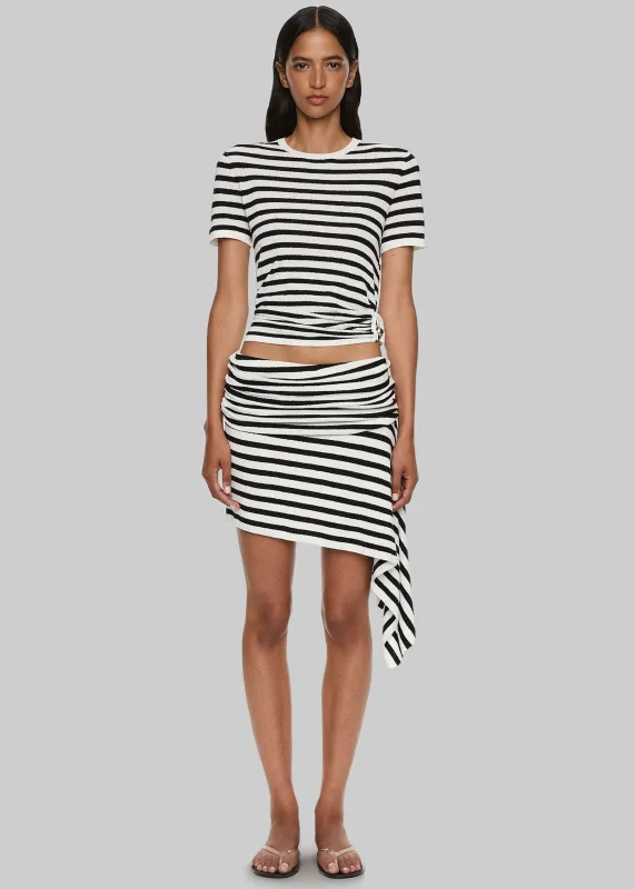 Christopher Esber Stripe Knit Ruched Orbit Tee - Black/White Stripe sold by Frankie Shop