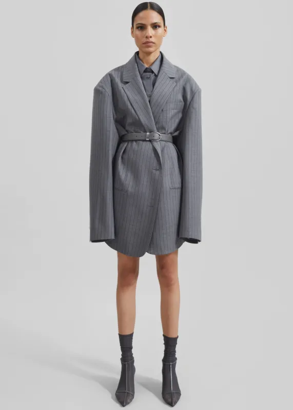 Nettie Oversized Blazer - Grey Stripe sold by Frankie Shop