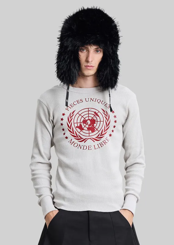 Pieces Uniques Monde Libre Thermal T-Shirt - Grey made by Frankie Shop