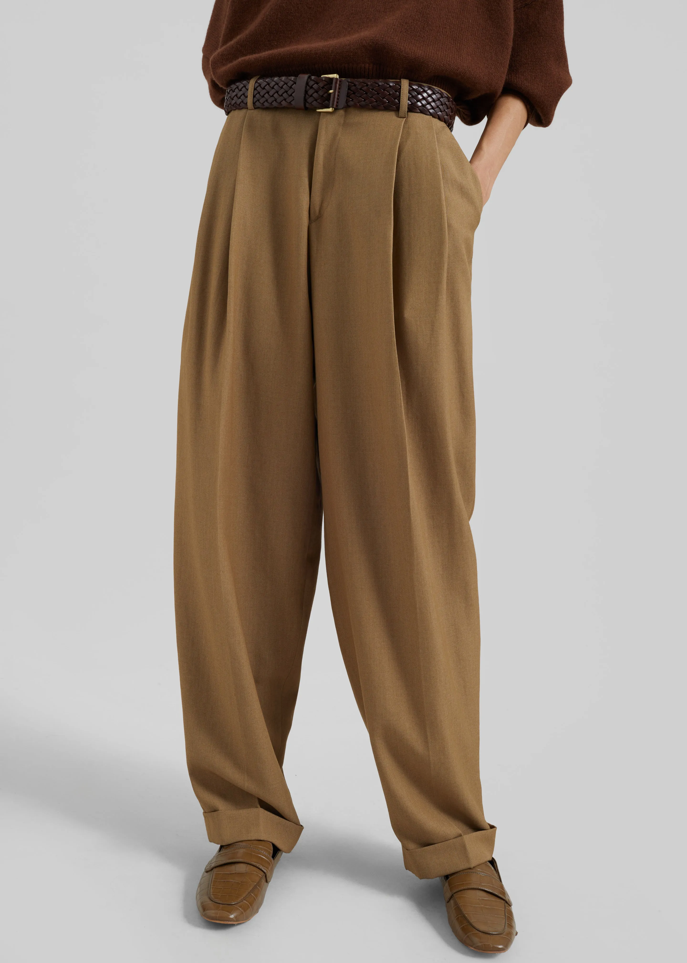 Canberra Pleated Trousers - Camel sold by Frankie Shop