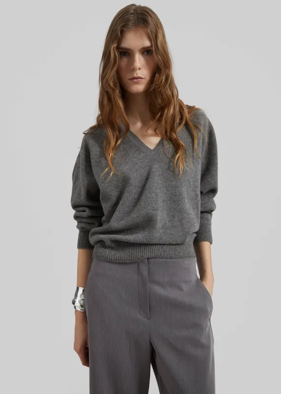 Ronse V-Neck Superfine Lambswool Sweater - Grey made by Frankie Shop