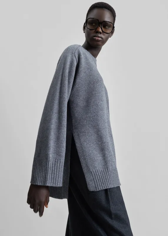 Loulou de Saison Safi LDS Cashmere Blend Sweater - Anthracite Melange made by Loulou De Saison