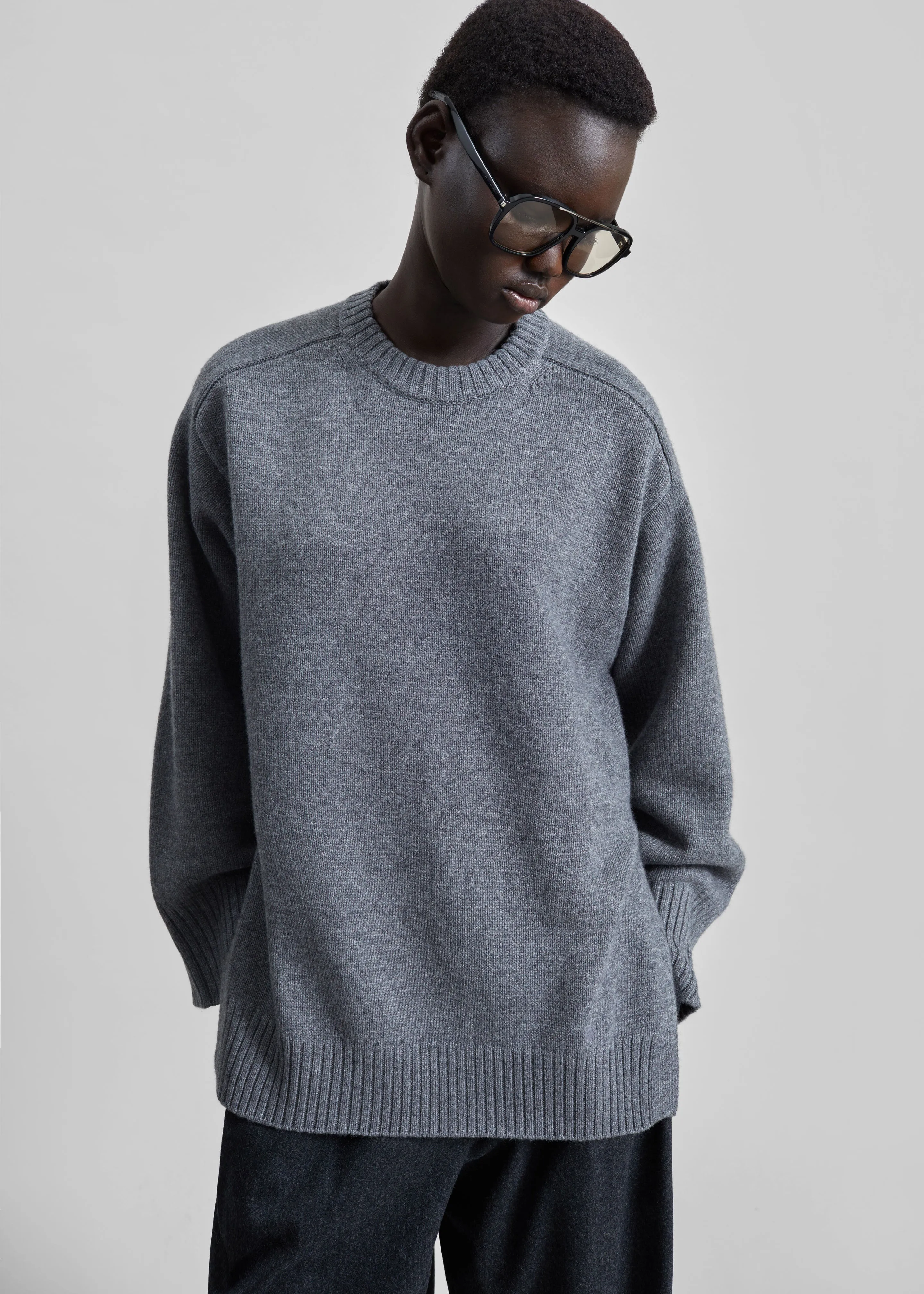 Loulou de Saison Safi LDS Cashmere Blend Sweater - Anthracite Melange sold by Frankie Shop product image thumbnail 5