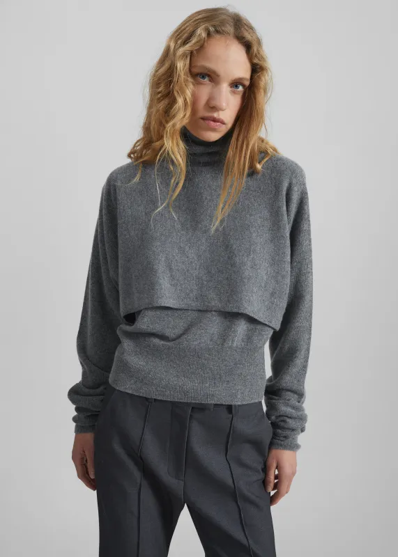 Lausanne Cashmere Detachable Layered Knit Set - Grey made by Frankie Shop