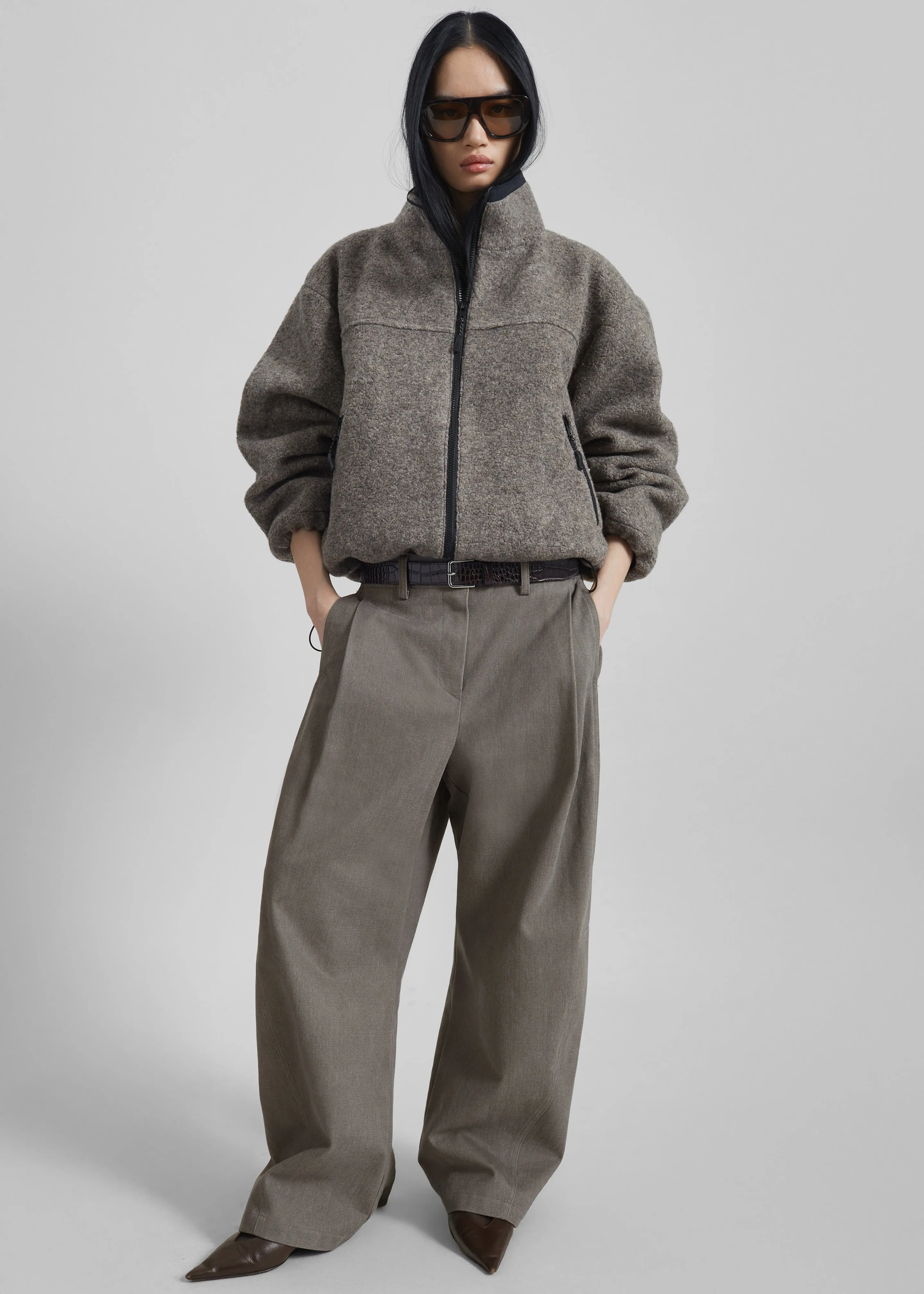 Kenei Fleece Zip Jacket - Greige Melange sold by Frankie Shop product image thumbnail 3