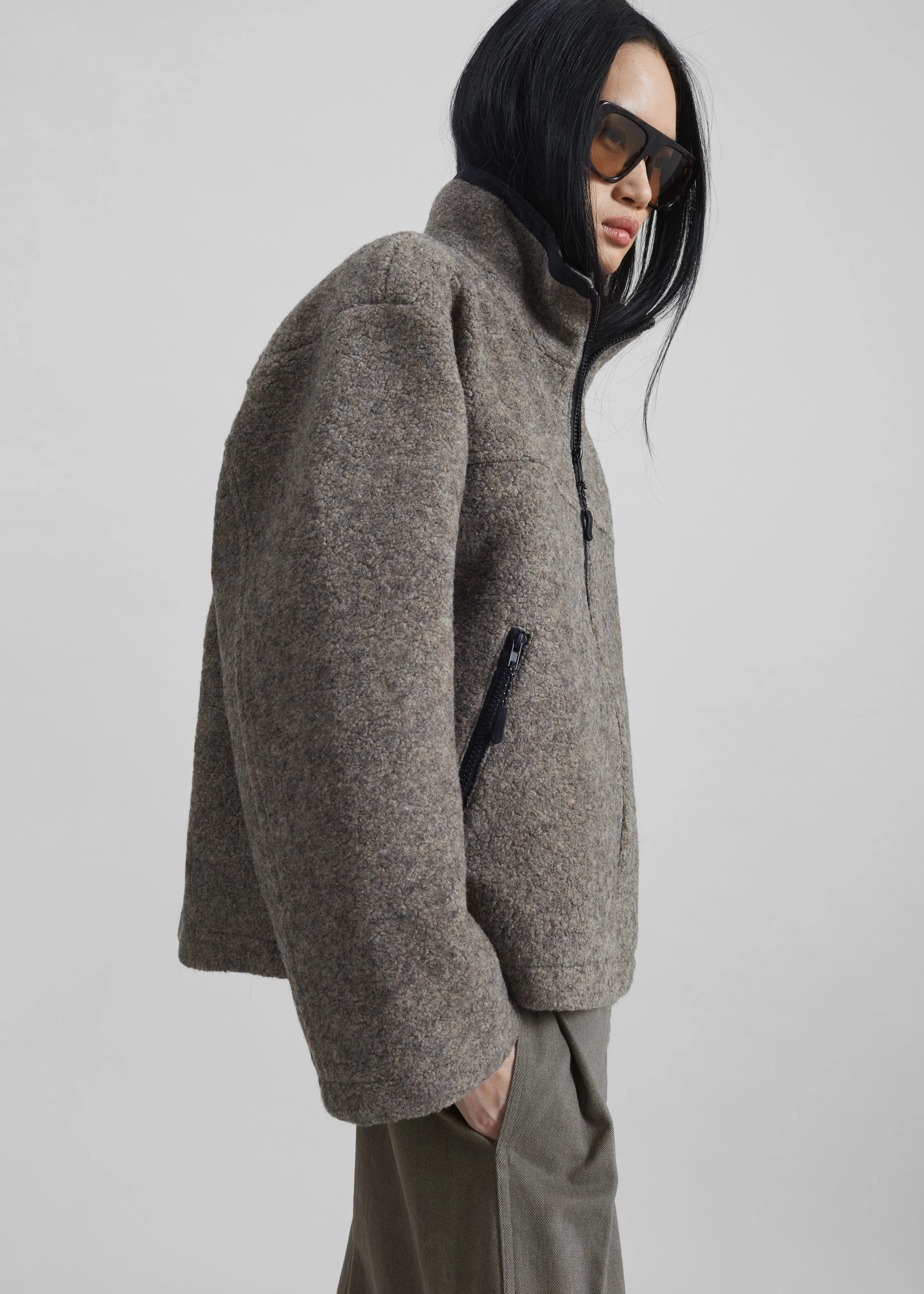 Kenei Fleece Zip Jacket - Greige Melange sold by Frankie Shop product image thumbnail 5