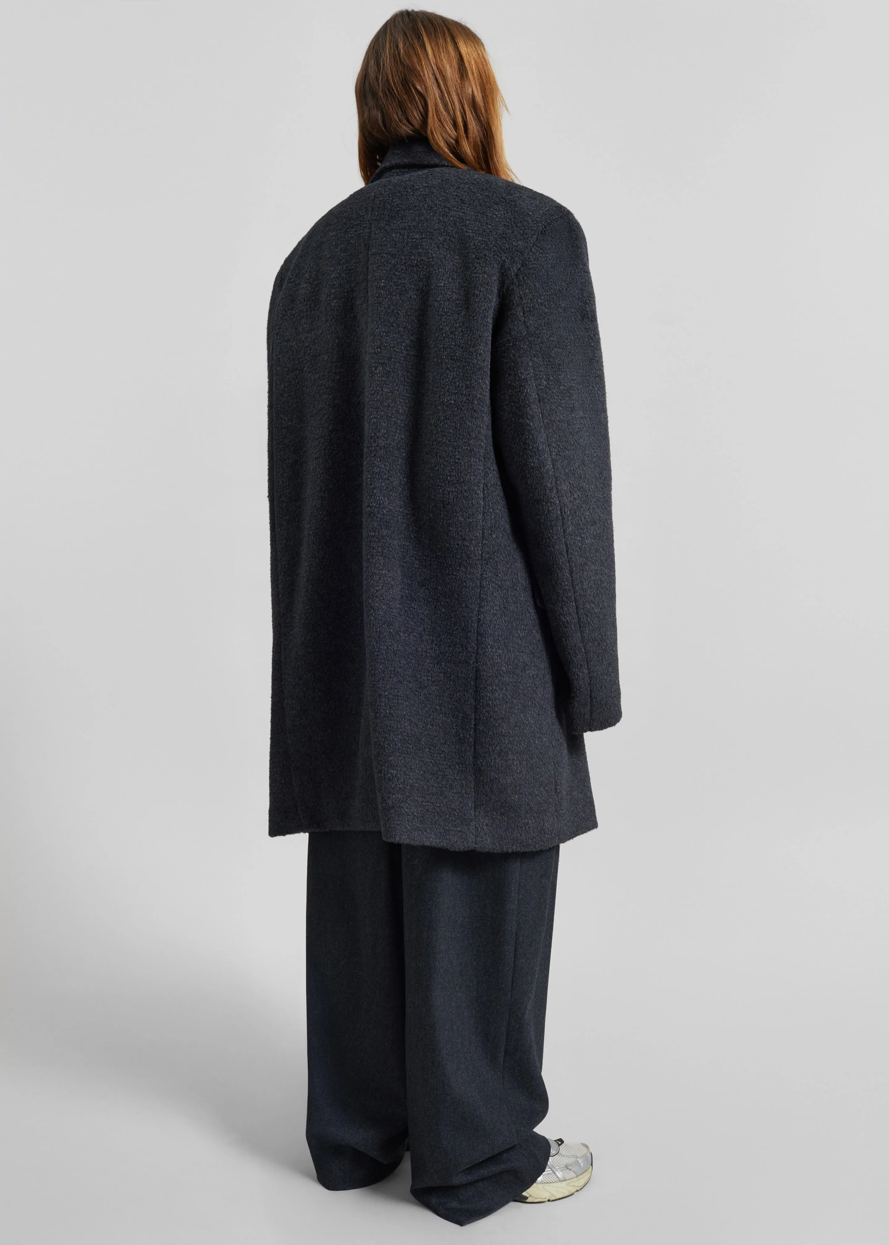 Coblence Textured Wool-Blend Coat - Dark Grey sold by Frankie Shop product image thumbnail 5
