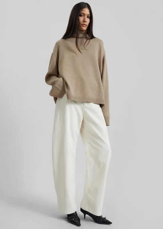 Caistor Corduroy Barrel Leg Pants - Ivory sold by Frankie Shop