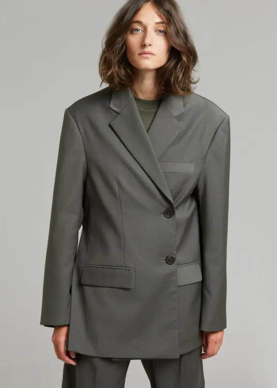 Zeyna Cross Blazer - Dark Olive made by Frankie Shop