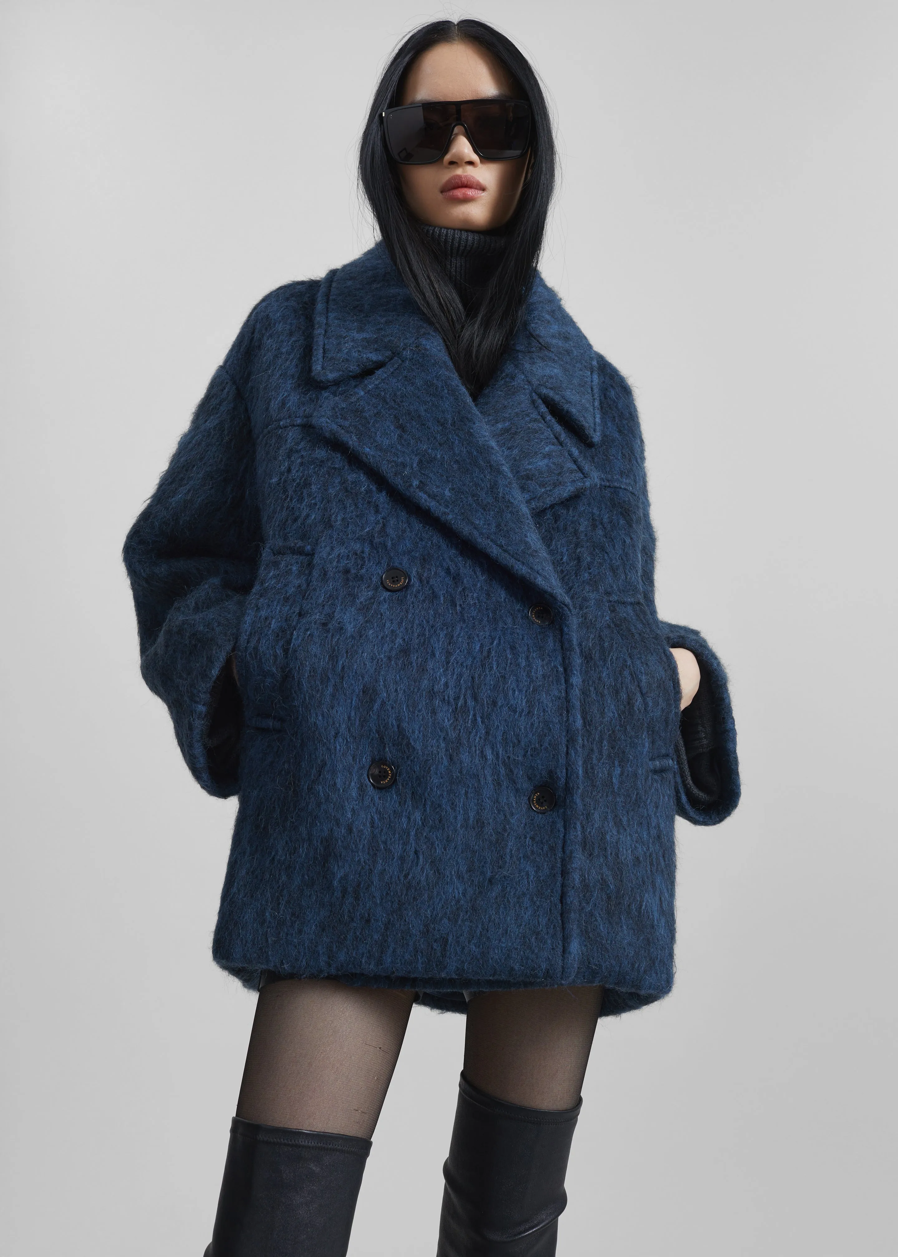 Odeone Brushed Wool Peacoat - Navy Melange sold by Frankie Shop product image thumbnail 4