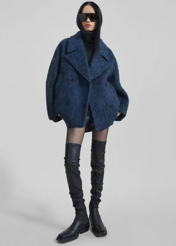 Odeone Brushed Wool Peacoat - Navy Melange made by Frankie Shop