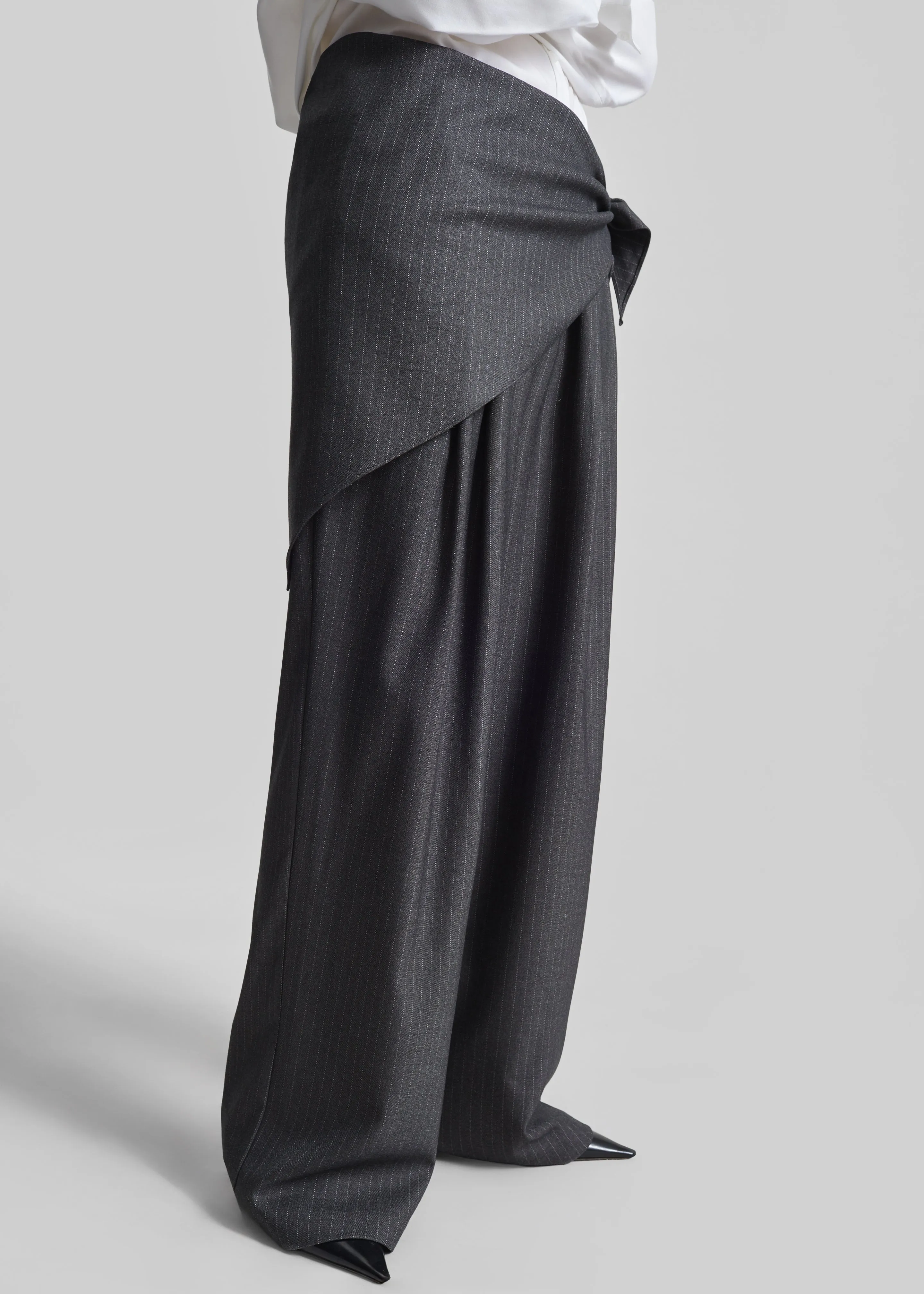 Rovigo Scarf Wrap Pants - Grey Stripe sold by Frankie Shop product image thumbnail 4
