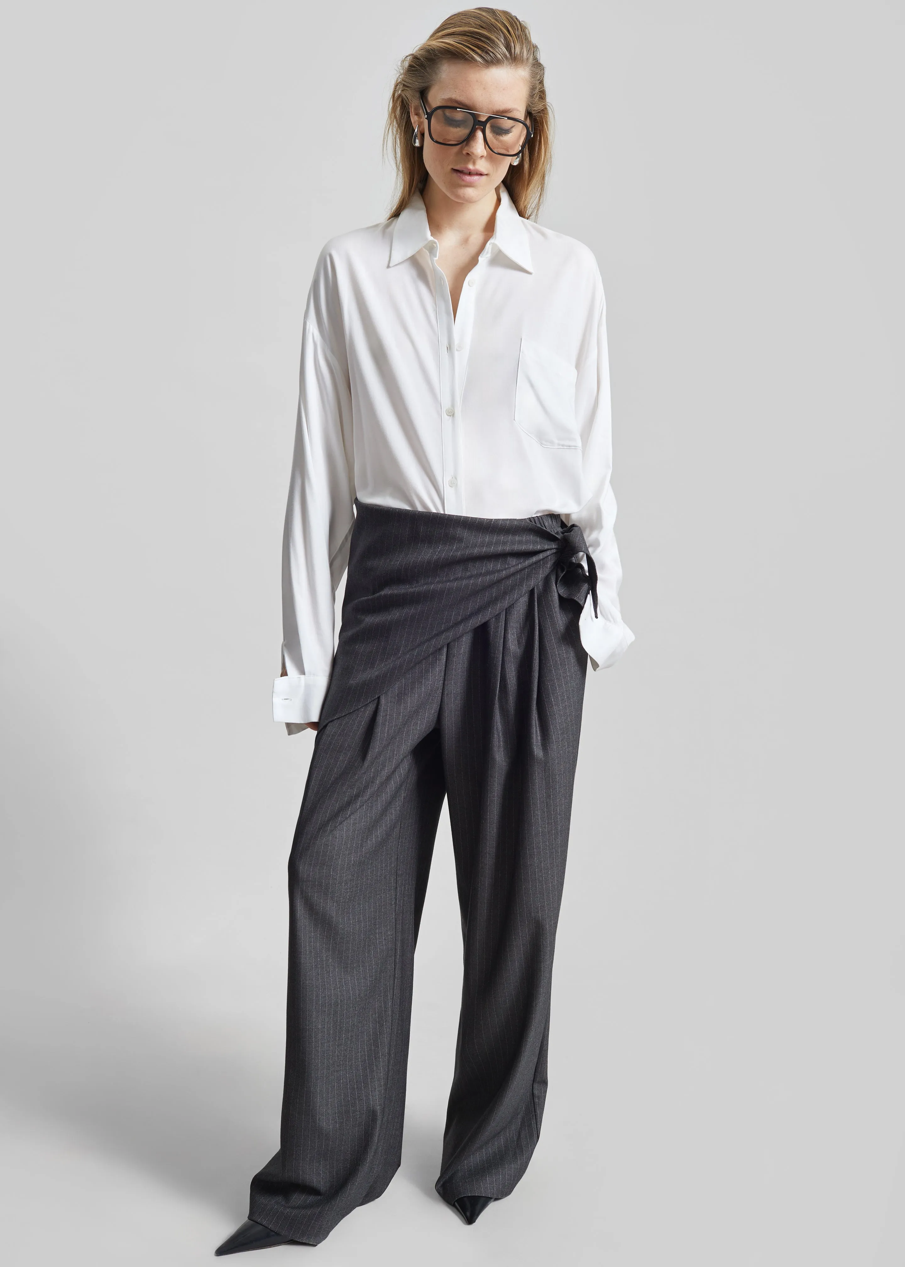 Rovigo Scarf Wrap Pants - Grey Stripe sold by Frankie Shop product image thumbnail 2