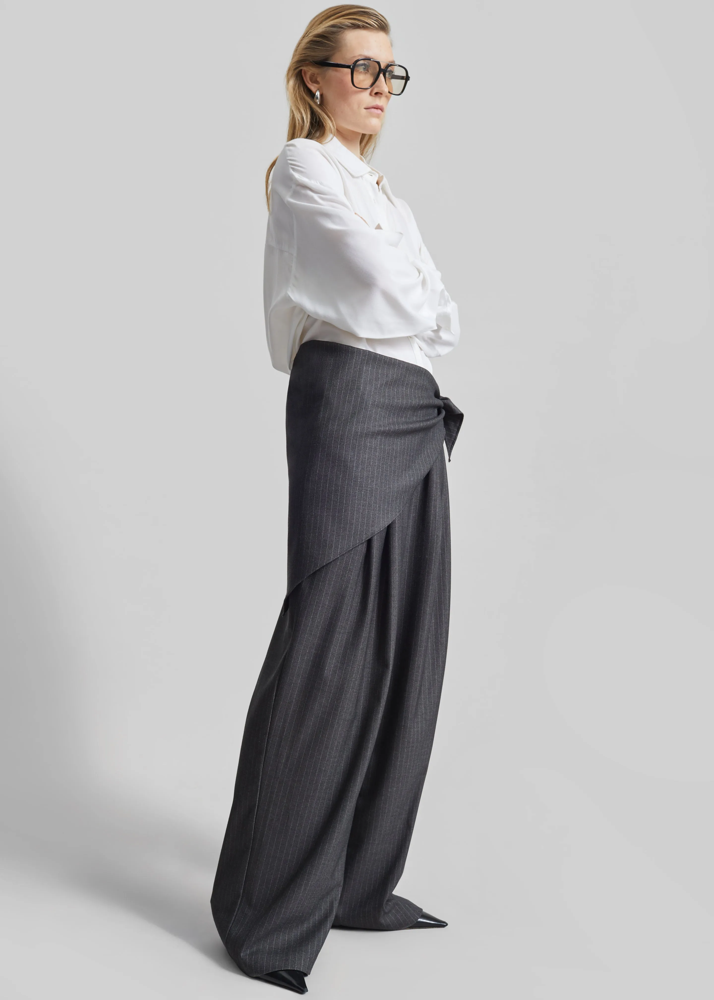 Rovigo Scarf Wrap Pants - Grey Stripe sold by Frankie Shop product image thumbnail 5