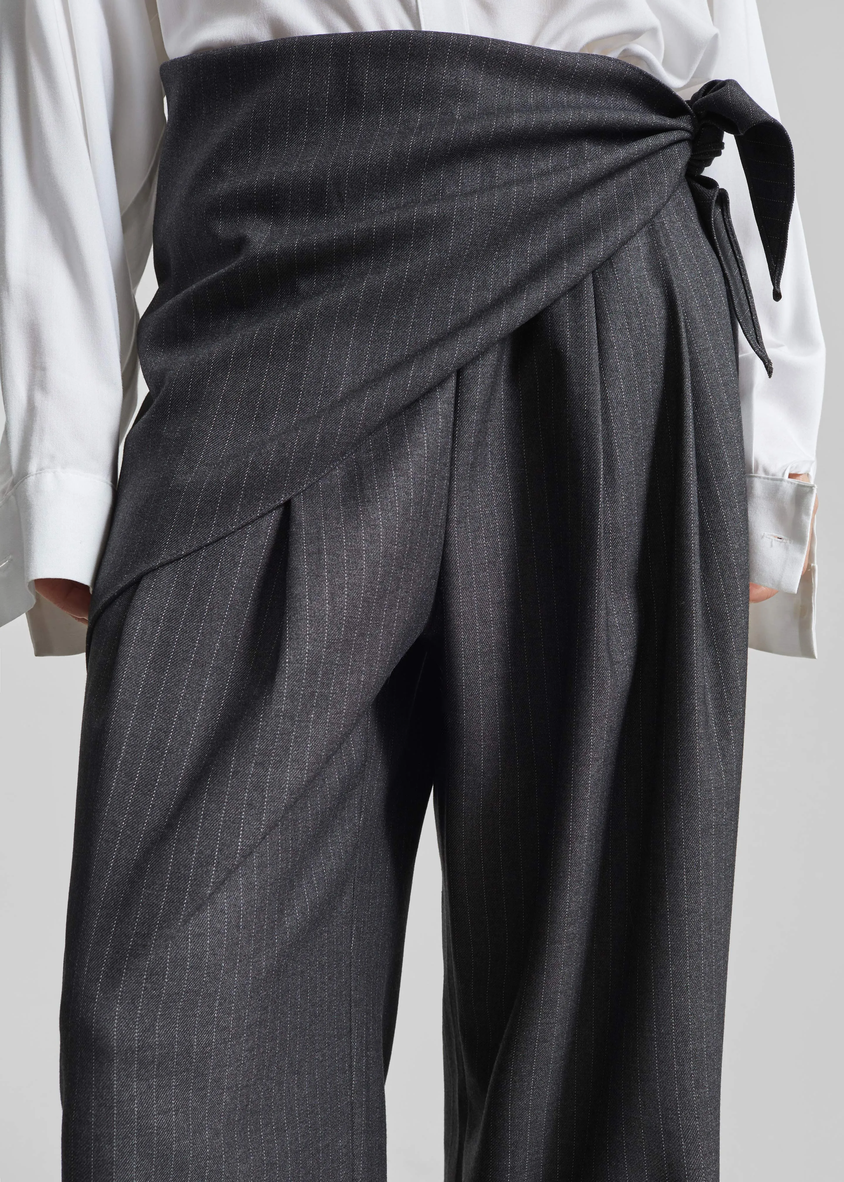 Rovigo Scarf Wrap Pants - Grey Stripe sold by Frankie Shop product image thumbnail 3