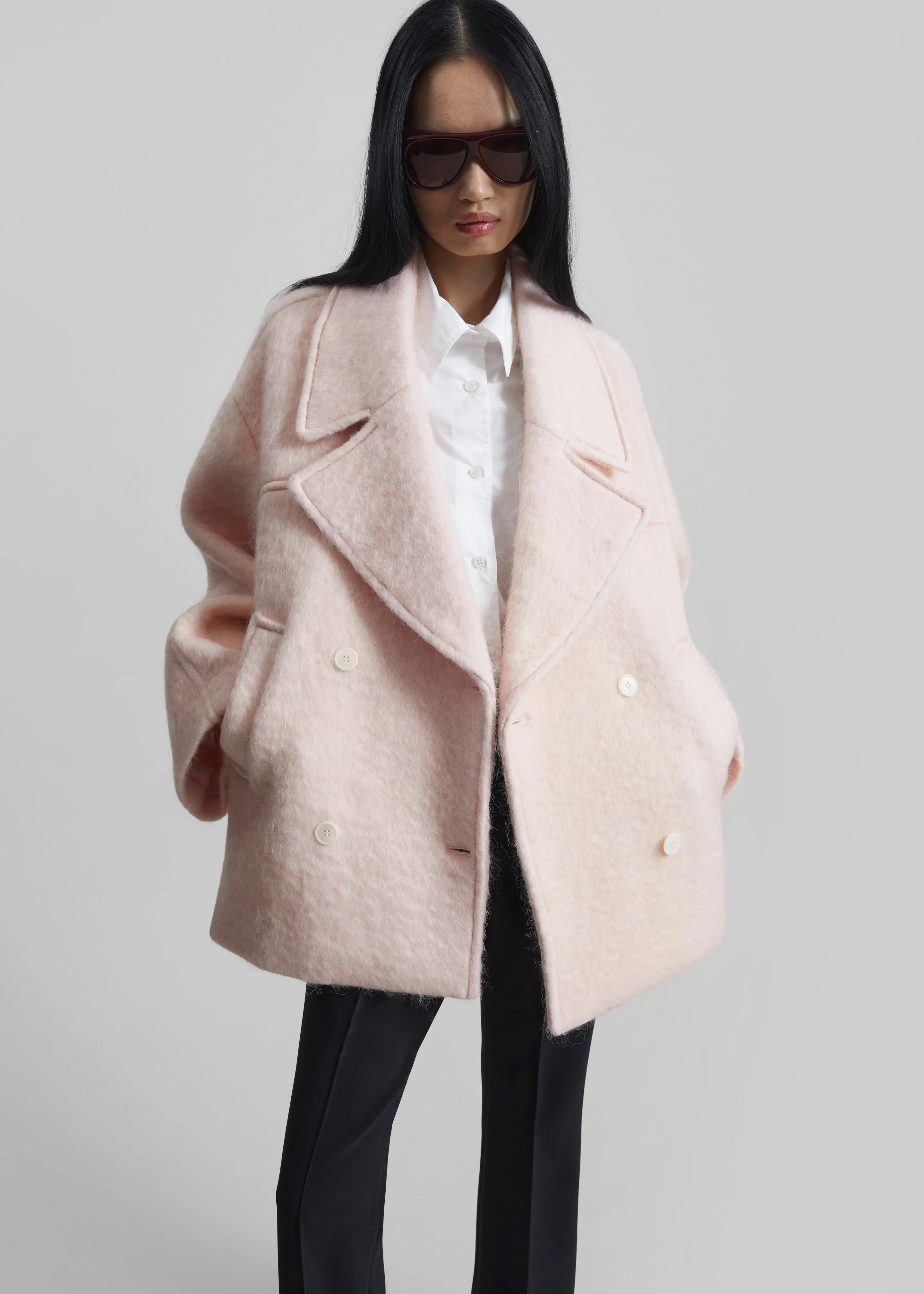 Odeone Brushed Wool Peacoat - Faded Pink sold by Frankie Shop