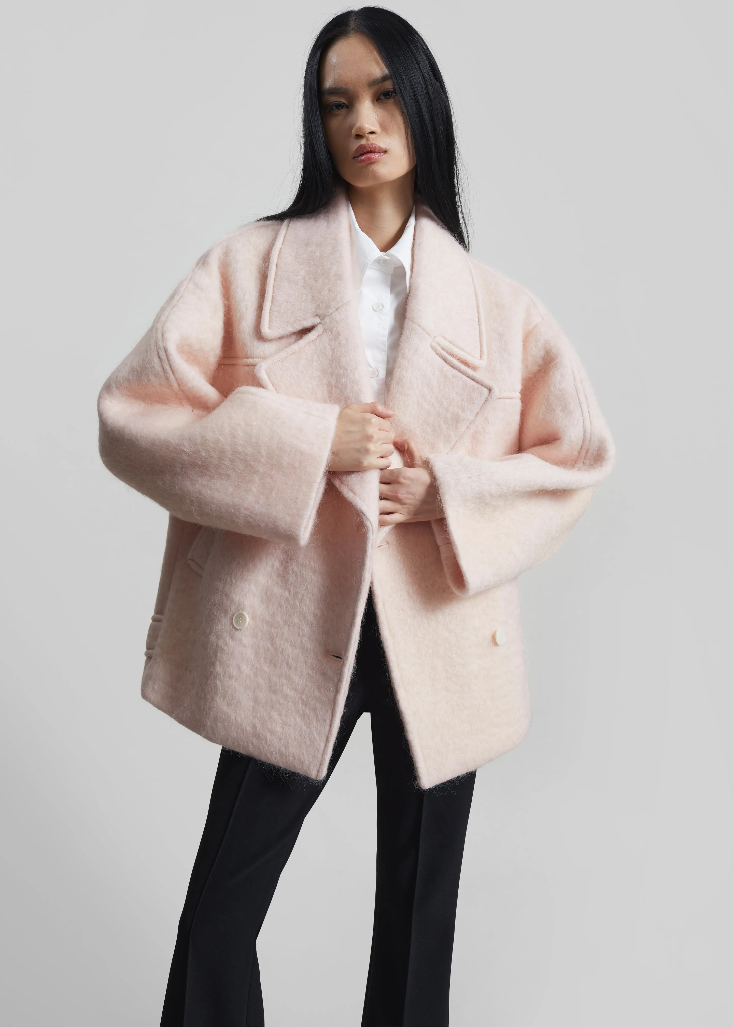 Odeone Brushed Wool Peacoat - Faded Pink sold by Frankie Shop product image thumbnail 4
