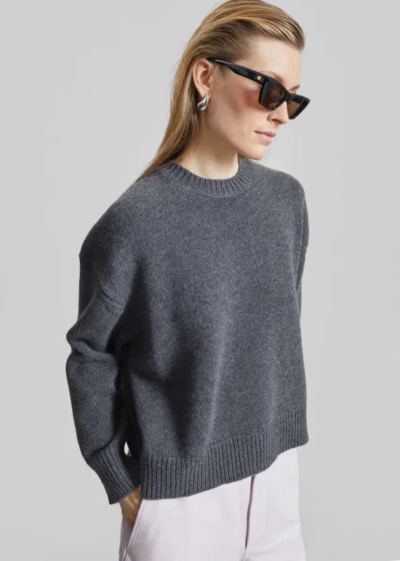 Loulou de Saison Pia Oversized Cashmere Sweater - Anthracite Melange made by Loulou De Saison