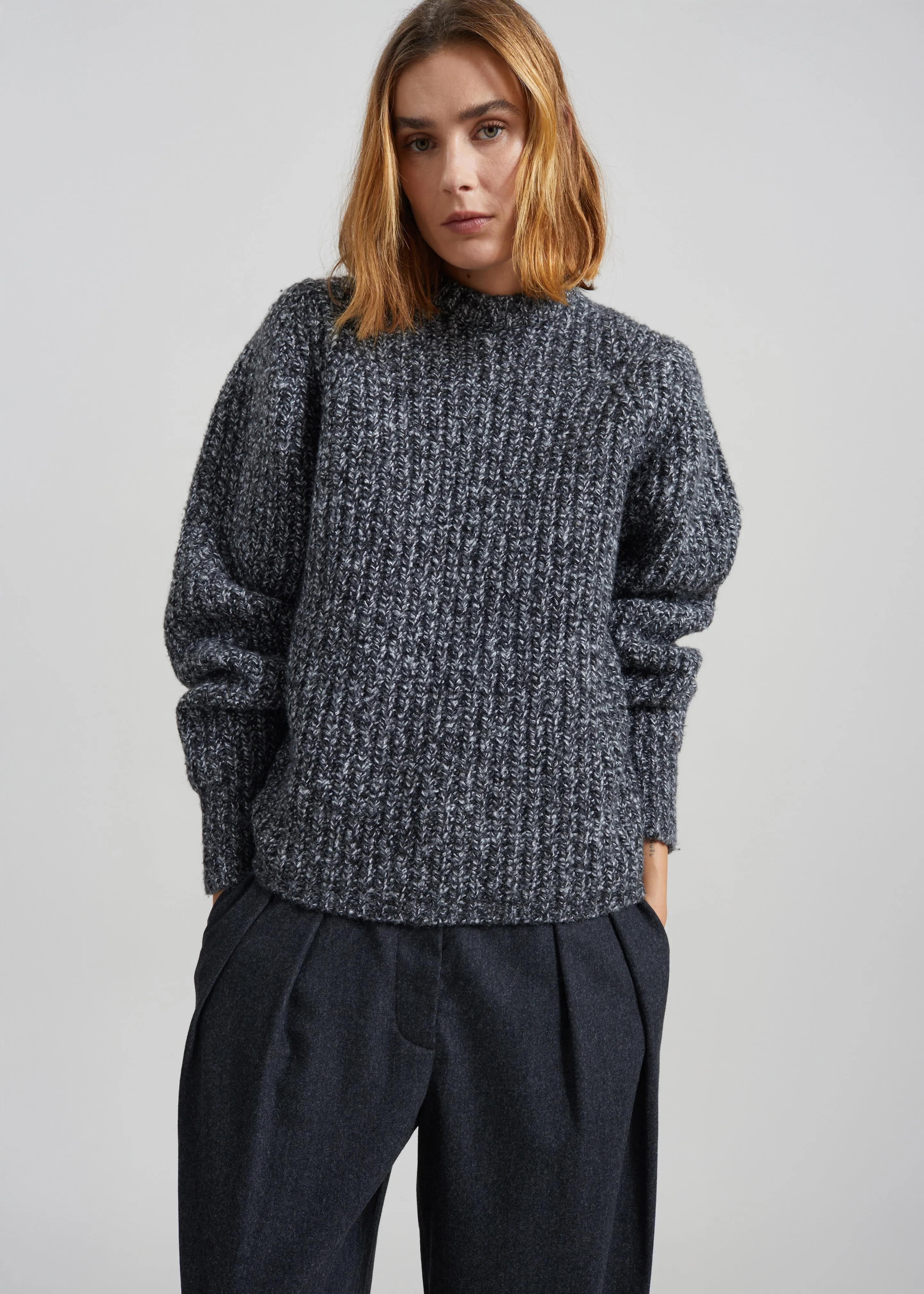 Vezia Chunky Knit Sweater - Dark Grey Melange sold by Frankie Shop product image thumbnail 3