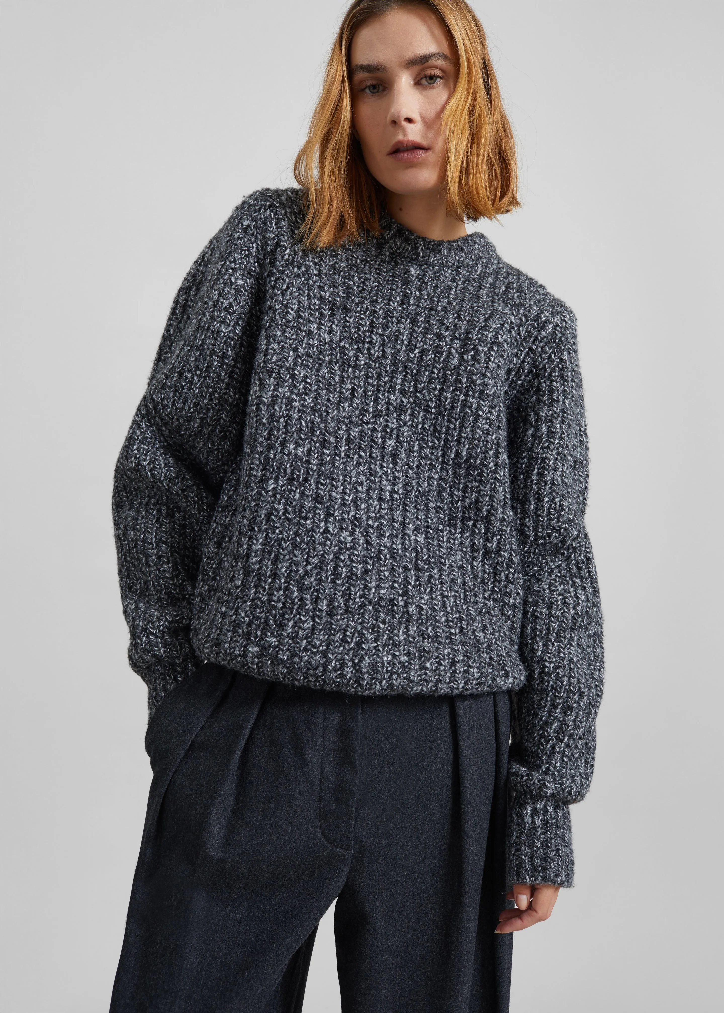 Vezia Chunky Knit Sweater - Dark Grey Melange sold by Frankie Shop product image thumbnail 5