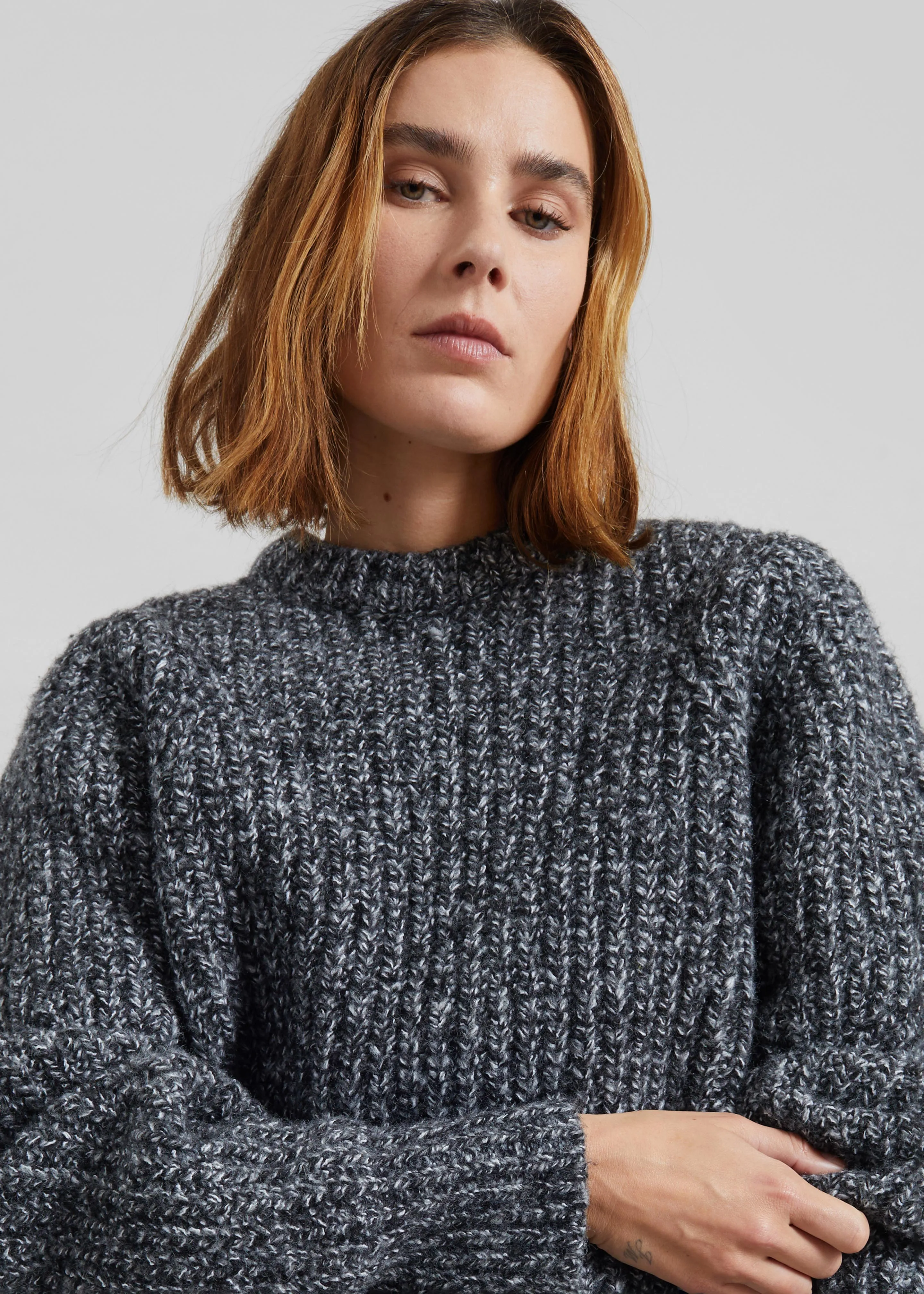 Vezia Chunky Knit Sweater - Dark Grey Melange sold by Frankie Shop product image thumbnail 4