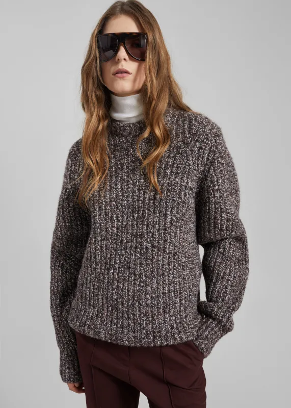 Vezia Chunky Knit Sweater - Brown Melange made by Frankie Shop