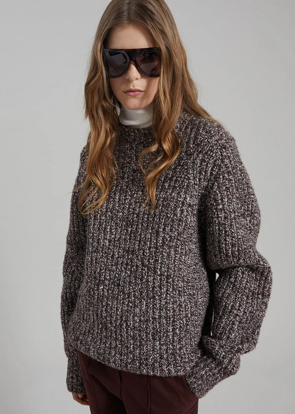 Vezia Chunky Knit Sweater - Brown Melange sold by Frankie Shop product image thumbnail 4