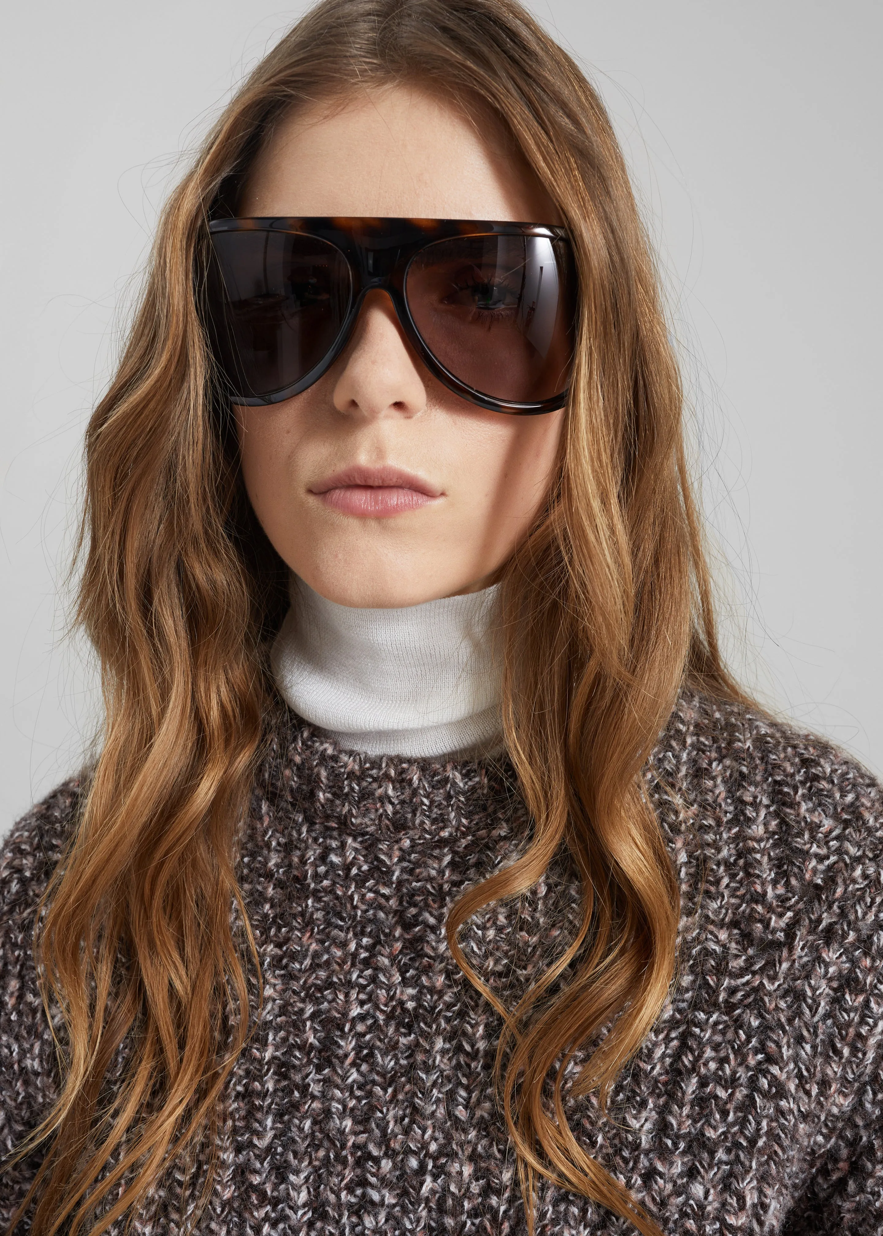 Vezia Chunky Knit Sweater - Brown Melange sold by Frankie Shop product image thumbnail 3