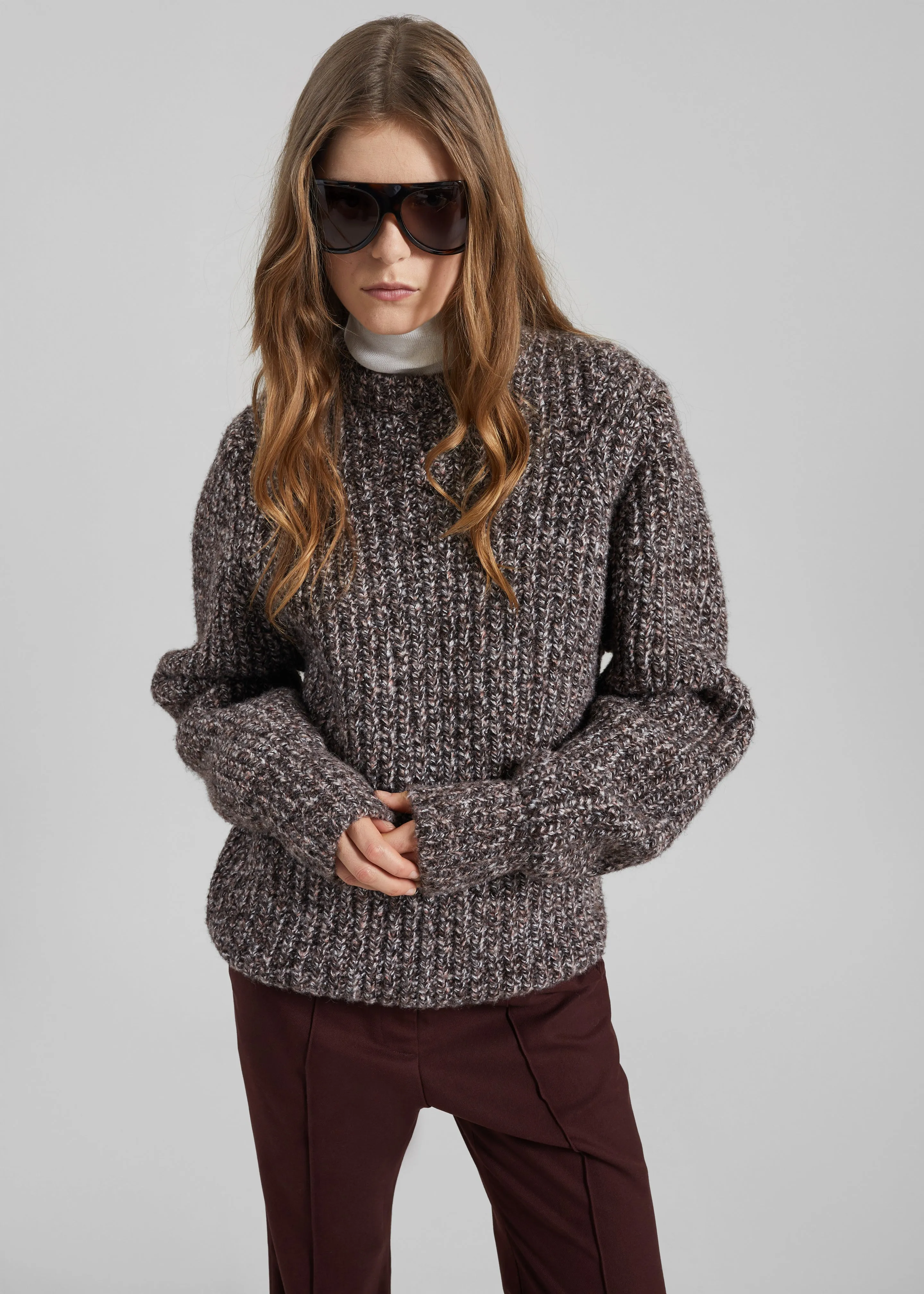 Vezia Chunky Knit Sweater - Brown Melange sold by Frankie Shop product image thumbnail 5
