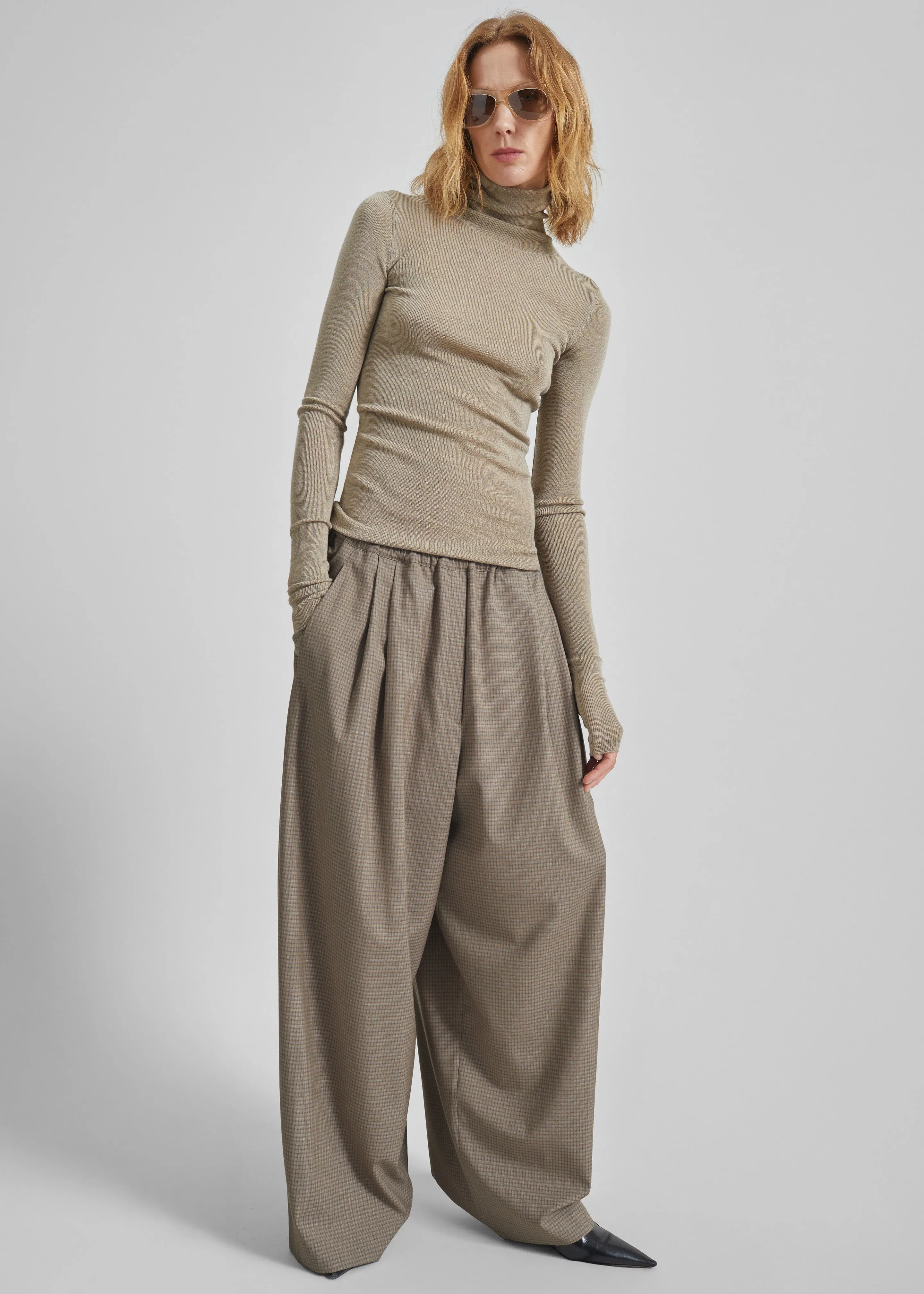 Gistel Pleated Pants - Beige Plaid sold by Frankie Shop product image thumbnail 3