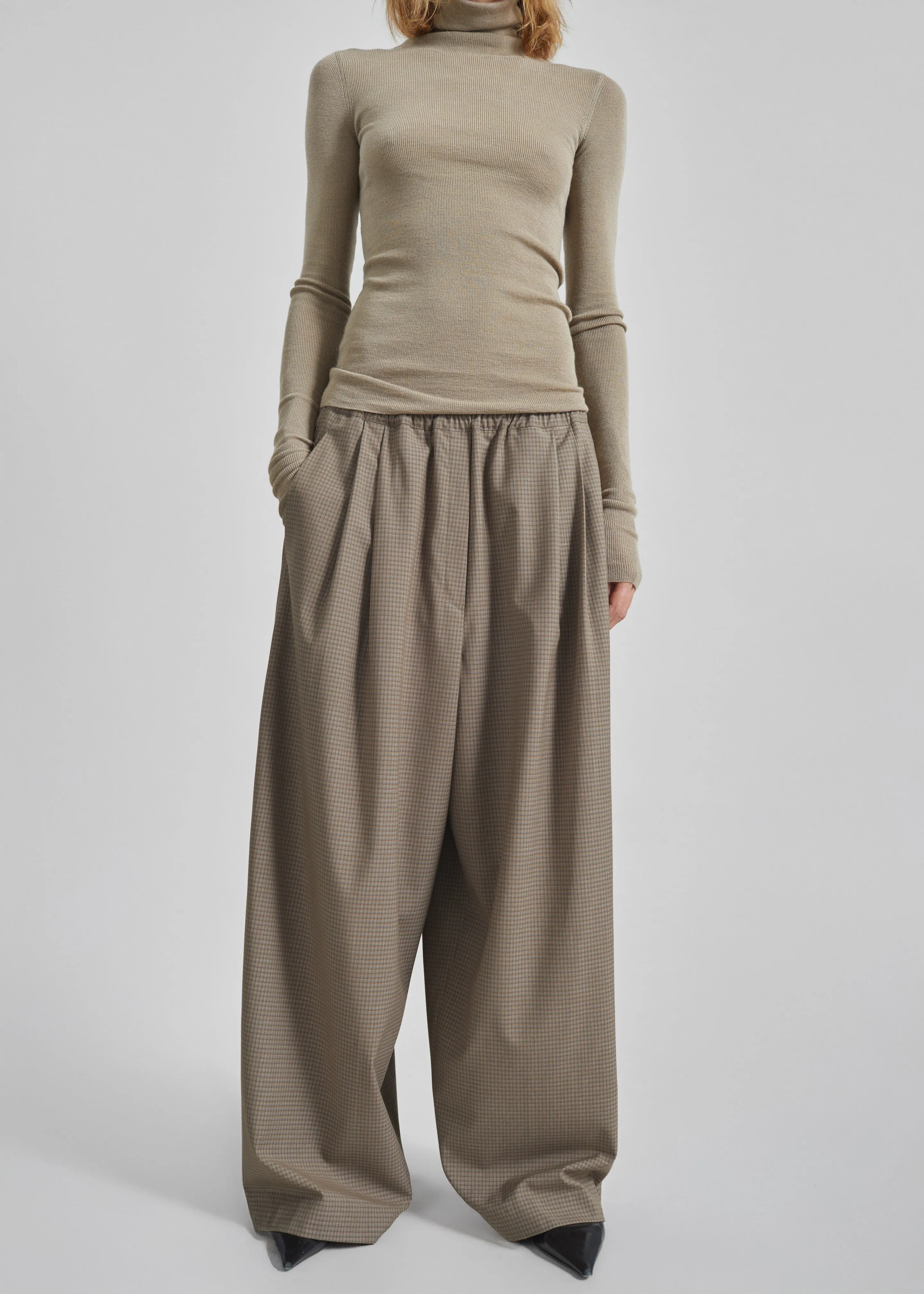 Gistel Pleated Pants - Beige Plaid sold by Frankie Shop product image thumbnail 5