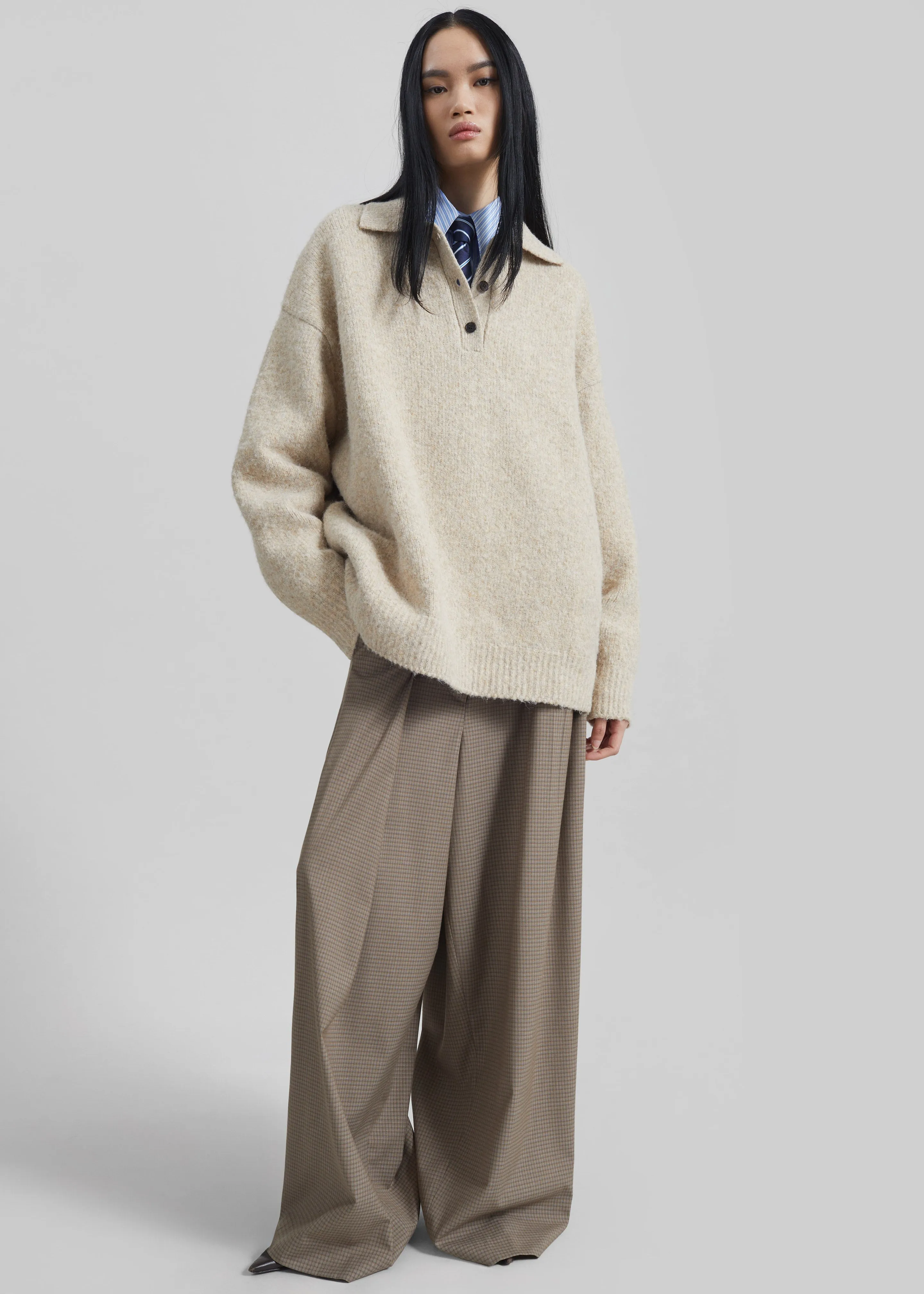 Gistel Pleated Pants - Beige Plaid sold by Frankie Shop product image thumbnail 4