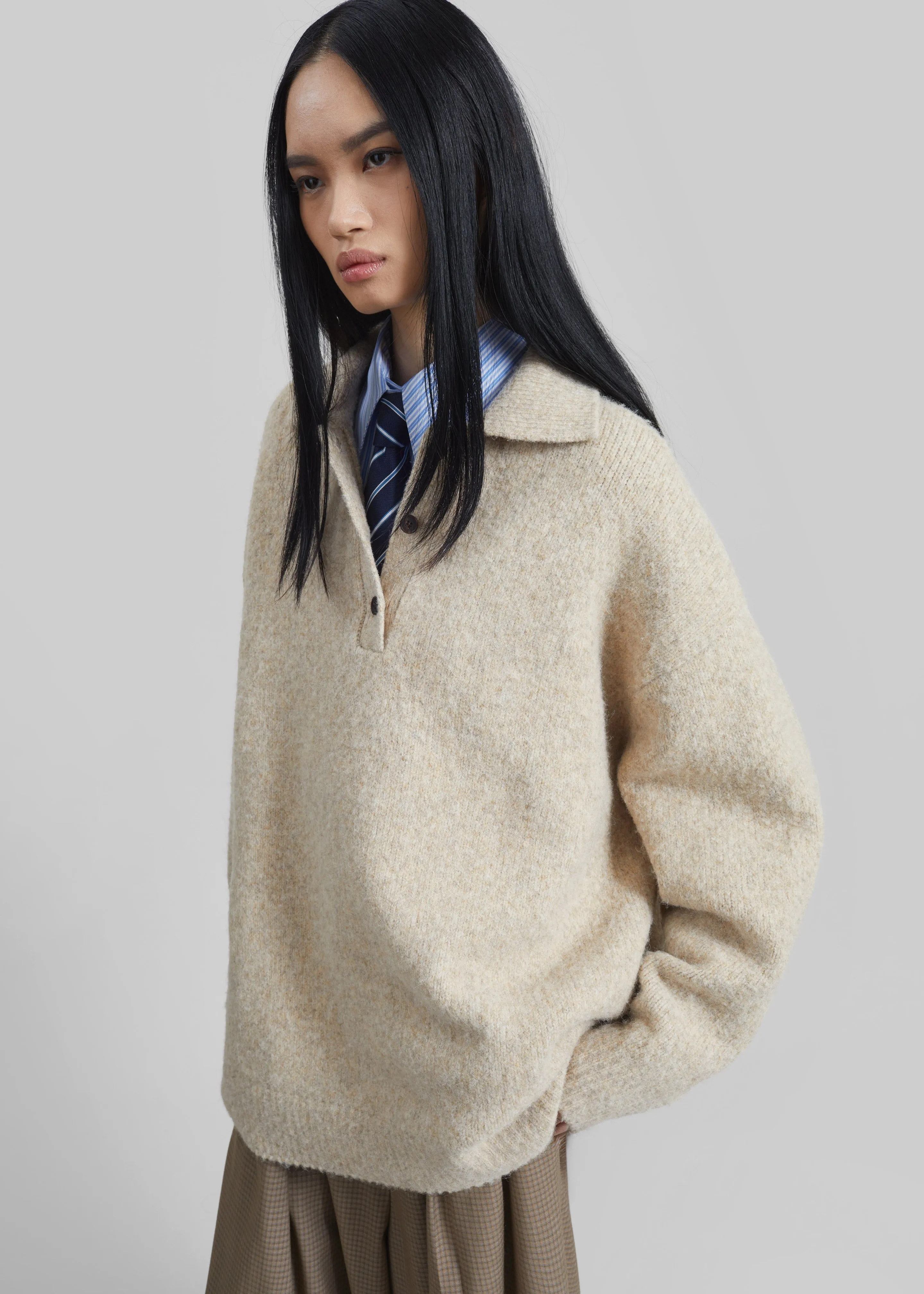 Dienne Polo Sweater - Beige sold by Frankie Shop product image thumbnail 4