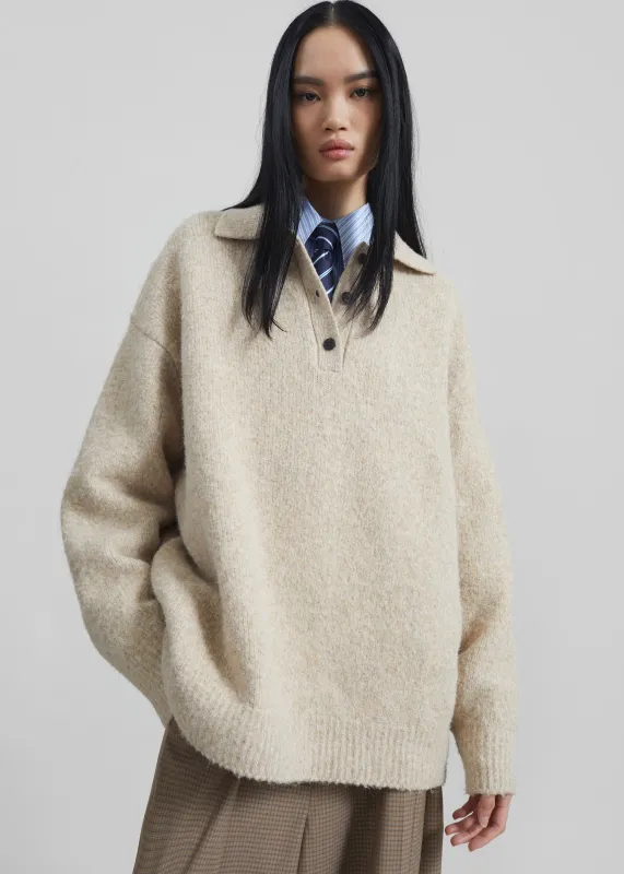 Dienne Polo Sweater - Beige sold by Frankie Shop