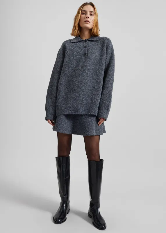 Dienne Polo Sweater - Grey made by Frankie Shop