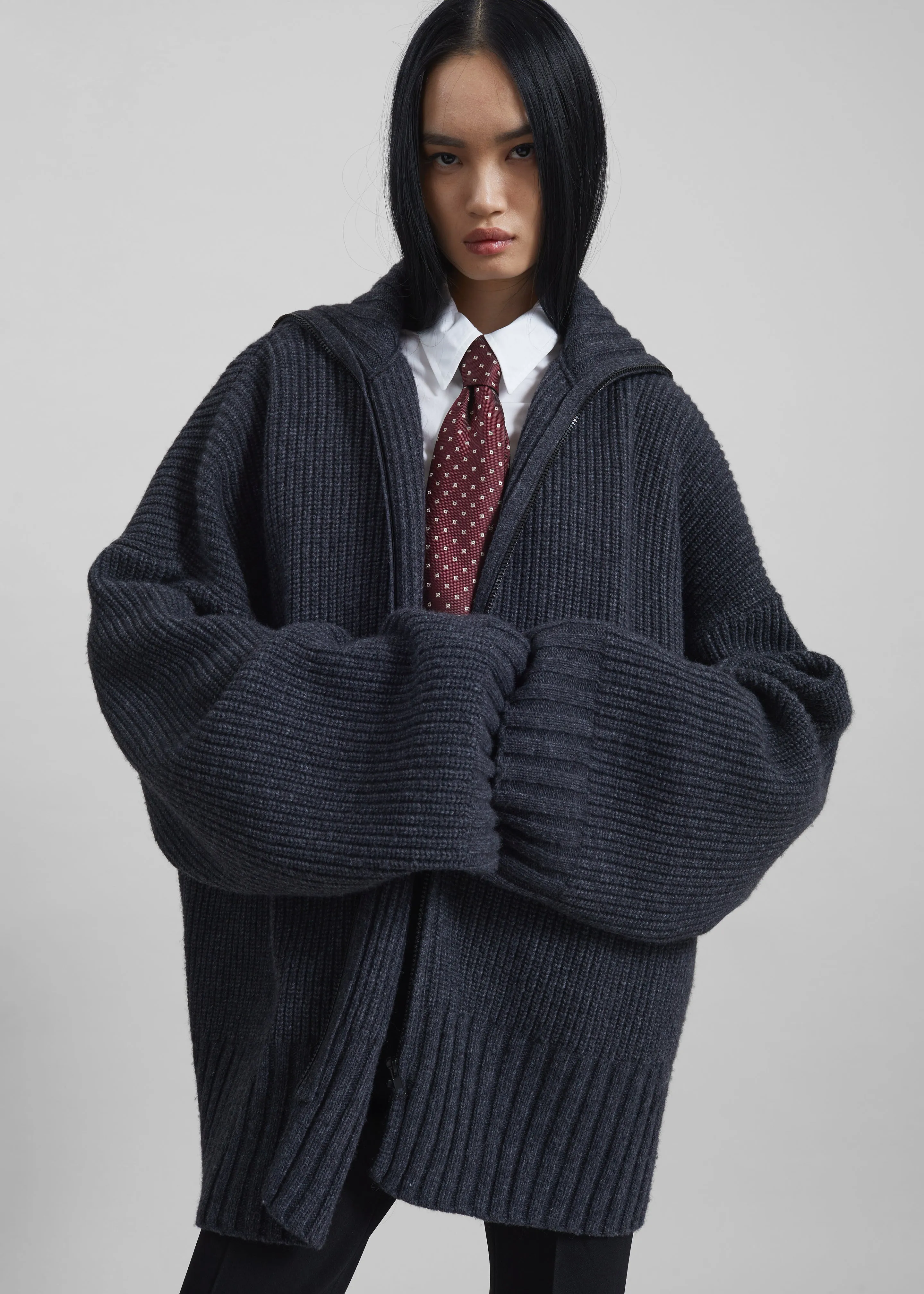 Saclay Oversized Zip-Up Cardigan - Charcoal sold by Frankie Shop product image thumbnail 2