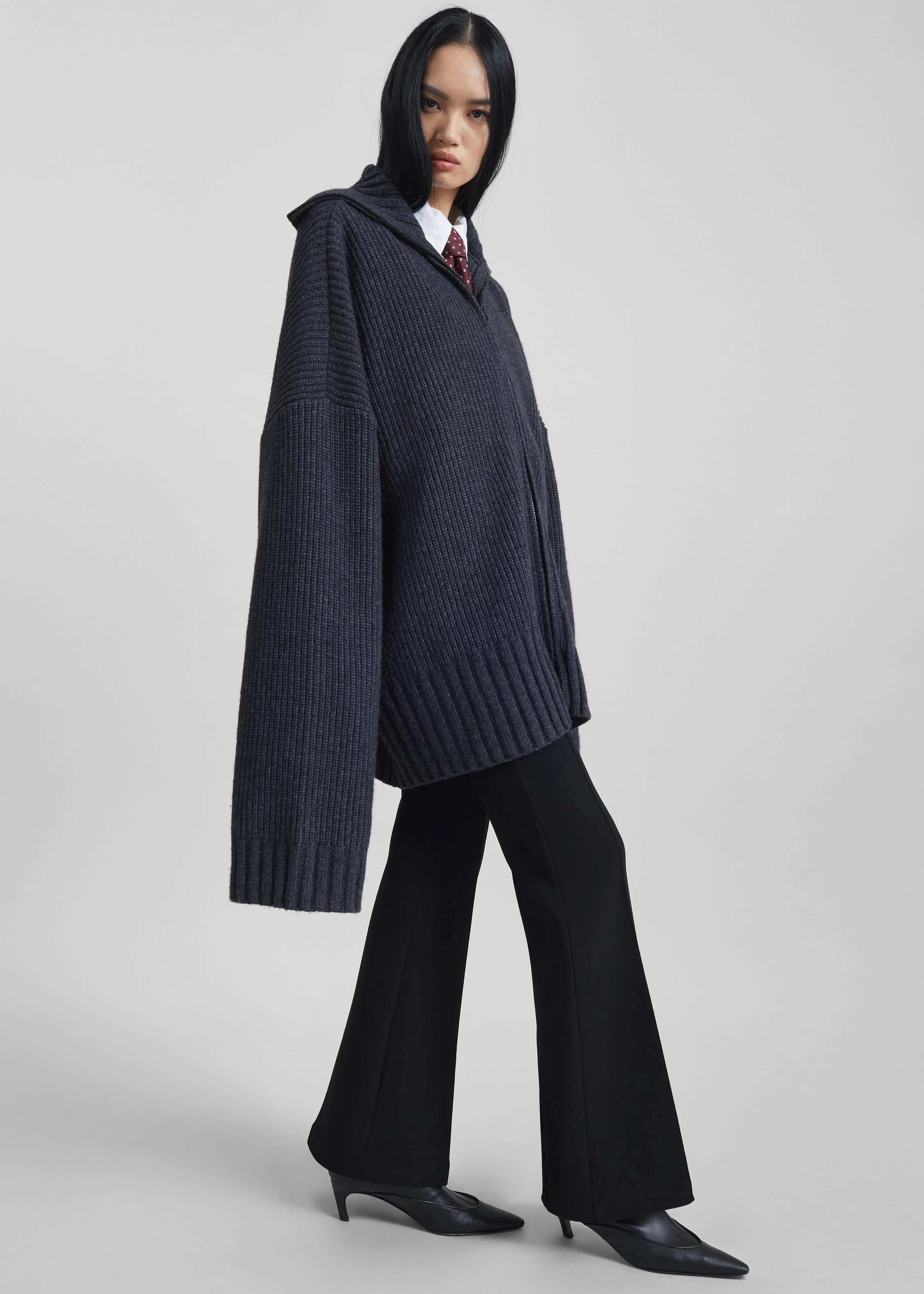 Saclay Oversized Zip-Up Cardigan - Charcoal sold by Frankie Shop product image thumbnail 3