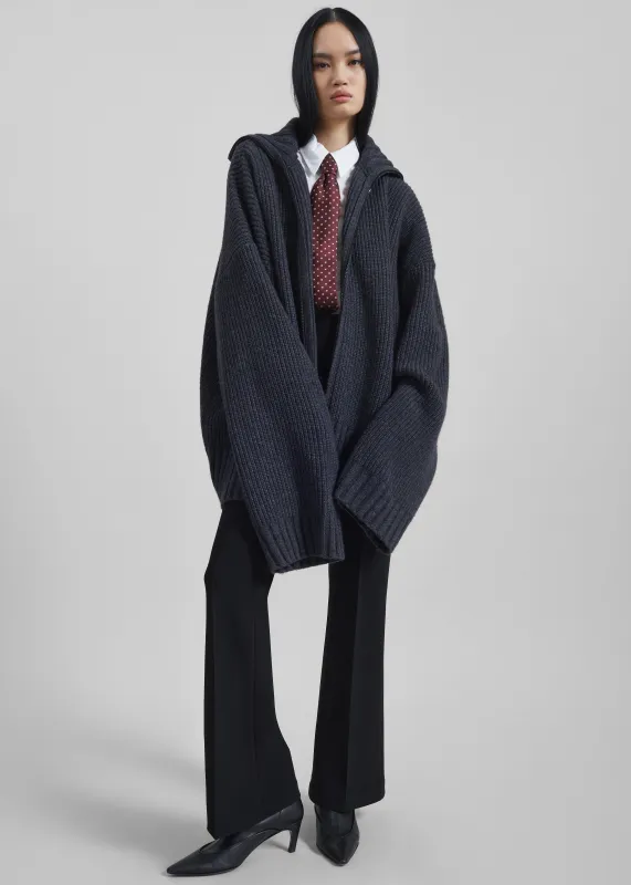 Saclay Oversized Zip-Up Cardigan - Charcoal sold by Frankie Shop