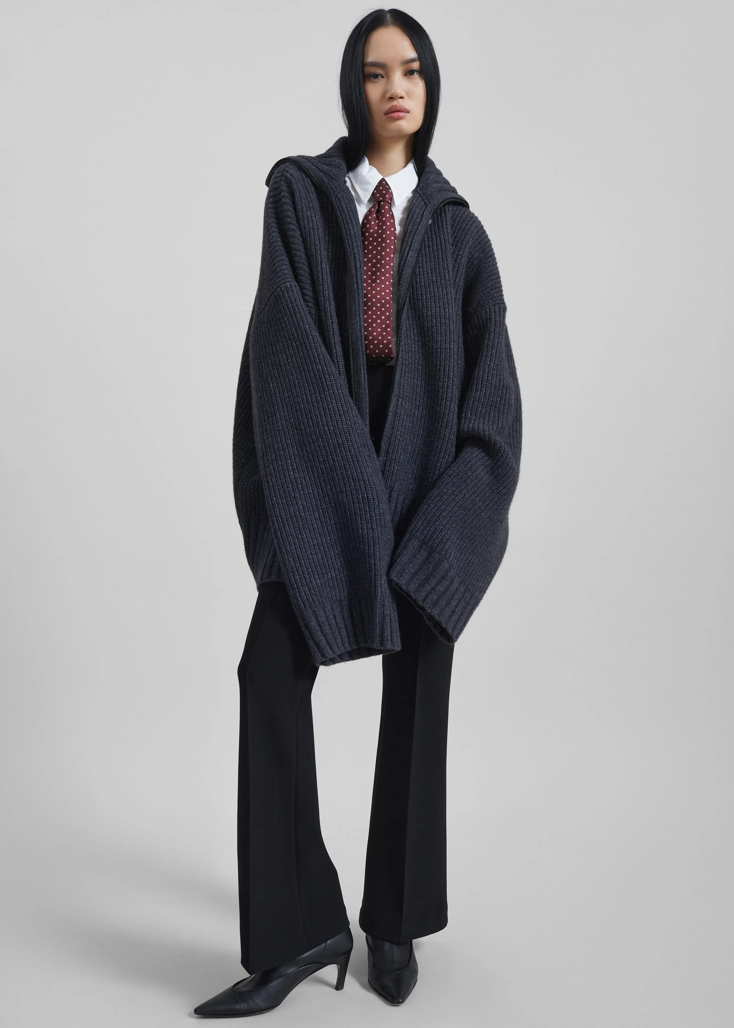 Saclay Oversized Zip-Up Cardigan - Charcoal sold by Frankie Shop